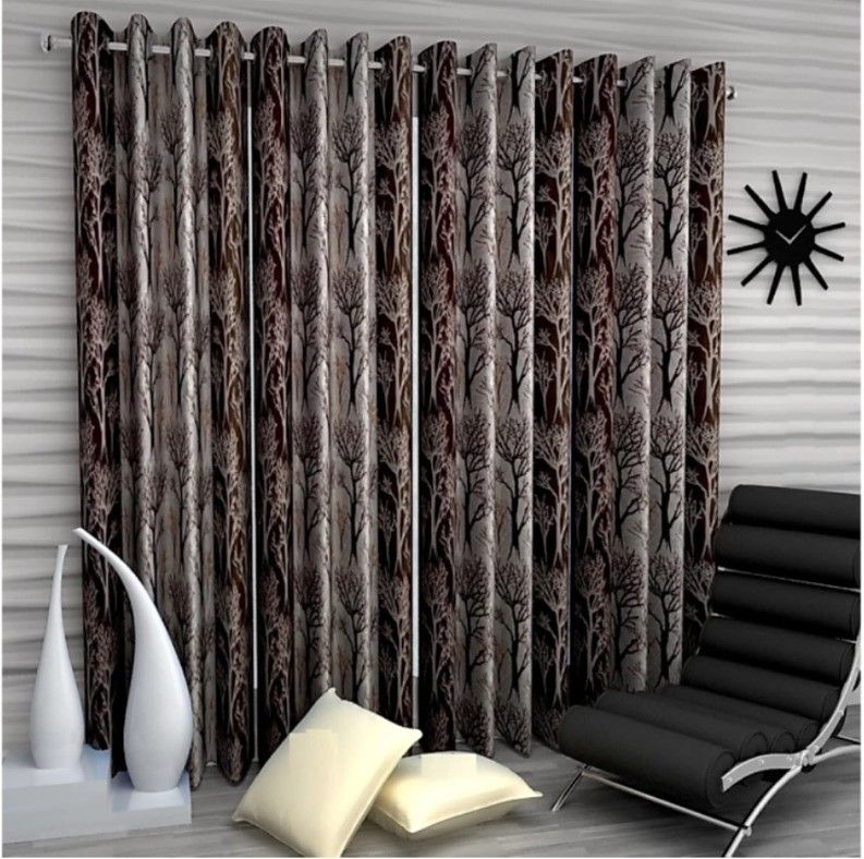 214 cm (7 ft) Door Polyester Semi Transparent Curtain (Pack Of 4)-image-40