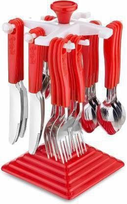 Premium 24 Pcs Cutlery Set with Revolving Stand Plastic And Stainless Steel Cutlery Set With Revolving Stand Plastic Cutlery Set-image-21