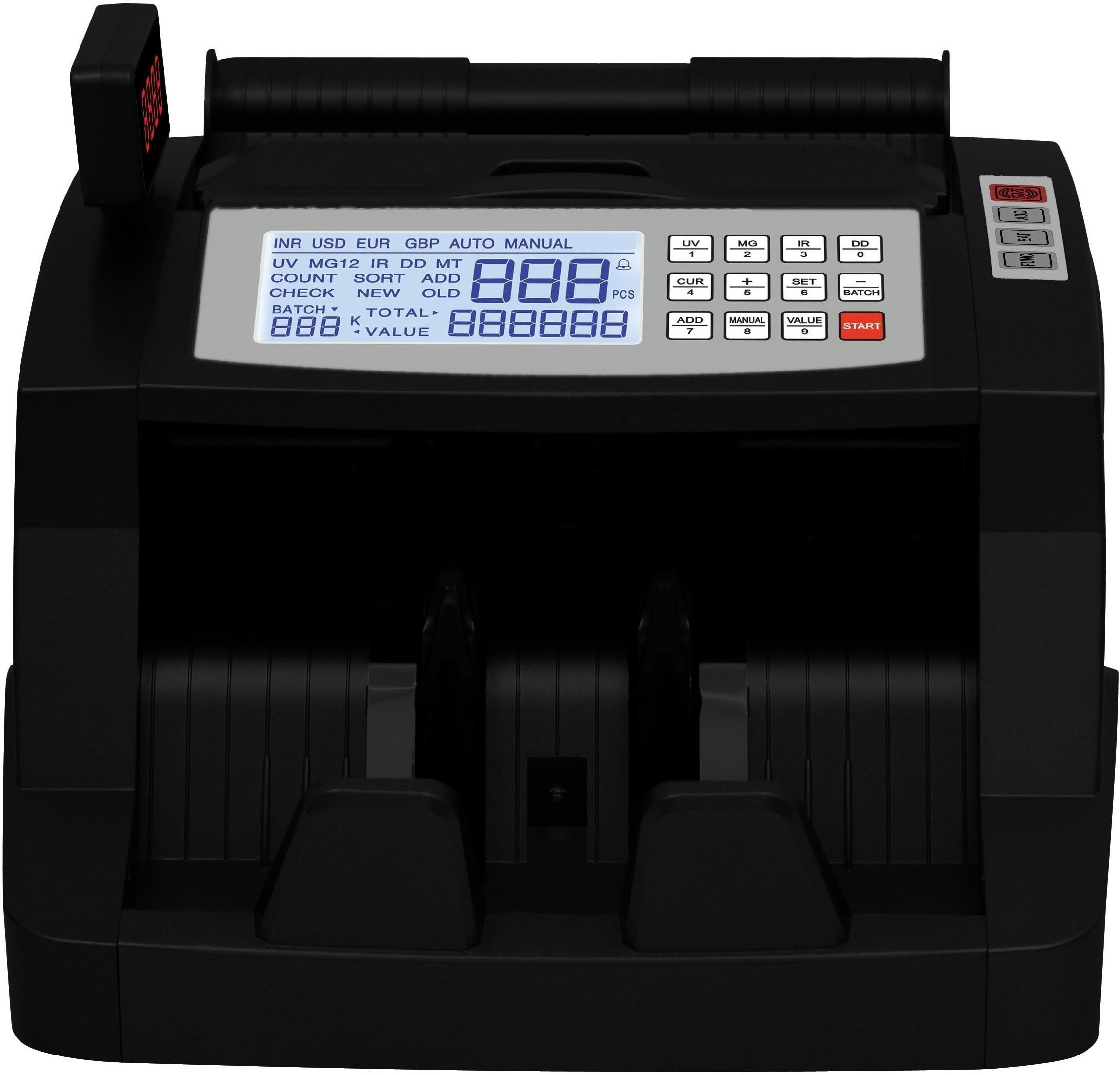 Drop2Kart Fully Upgraded Cash Counter - Fast Counts INR/USD/EUR, User-Friendly, Dual Heavy-Duty Motor, UV/MG/MT/IR FakeNote Detection Note Counting Machine image 1