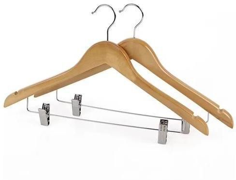 Hangers Environment Friendly Italian Design Wooden hanger with strong clips Wooden Trousers Pack of 2 Hangers ForTrousers-image-25