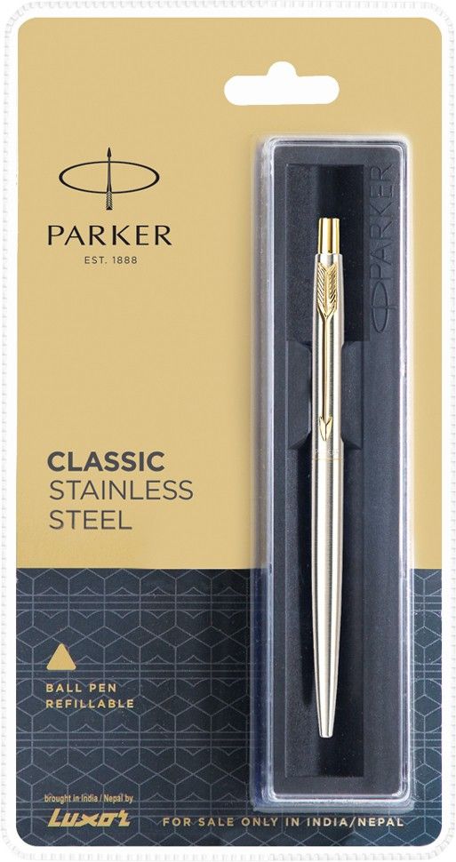 Classic Stainless Steel, Gold Trim Ball Pen