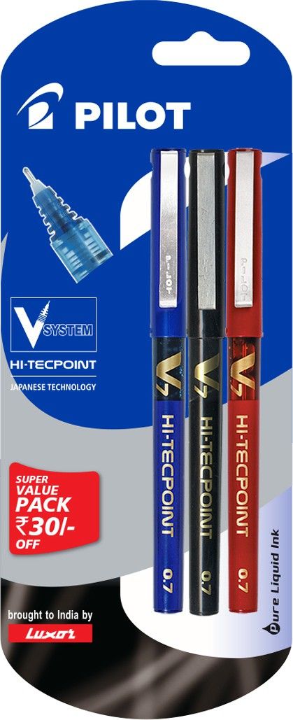 Hitech point V7 (1Blue+1Black+1Red) Roller Ball Pen-image-18