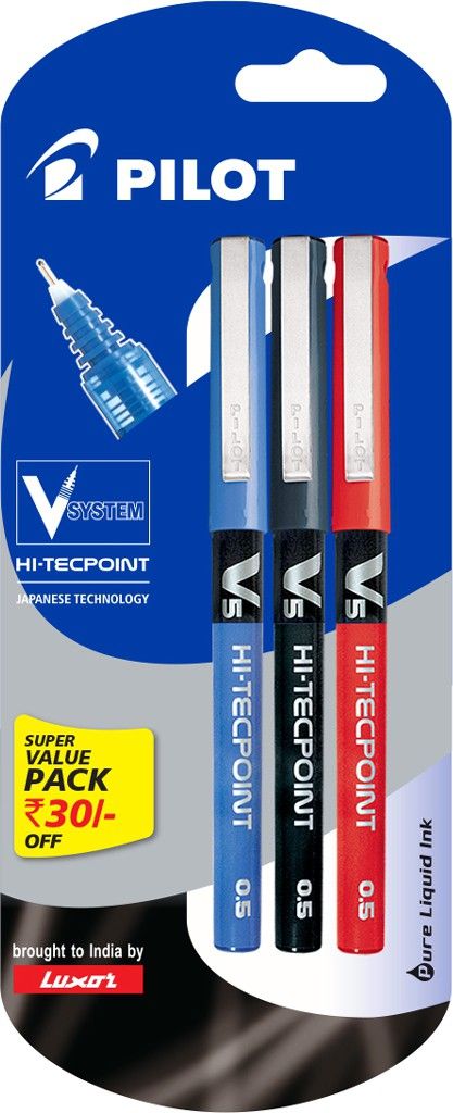 V5 (1 Blue+ 1 Black+1 Red) Roller Ball Pen-image-31