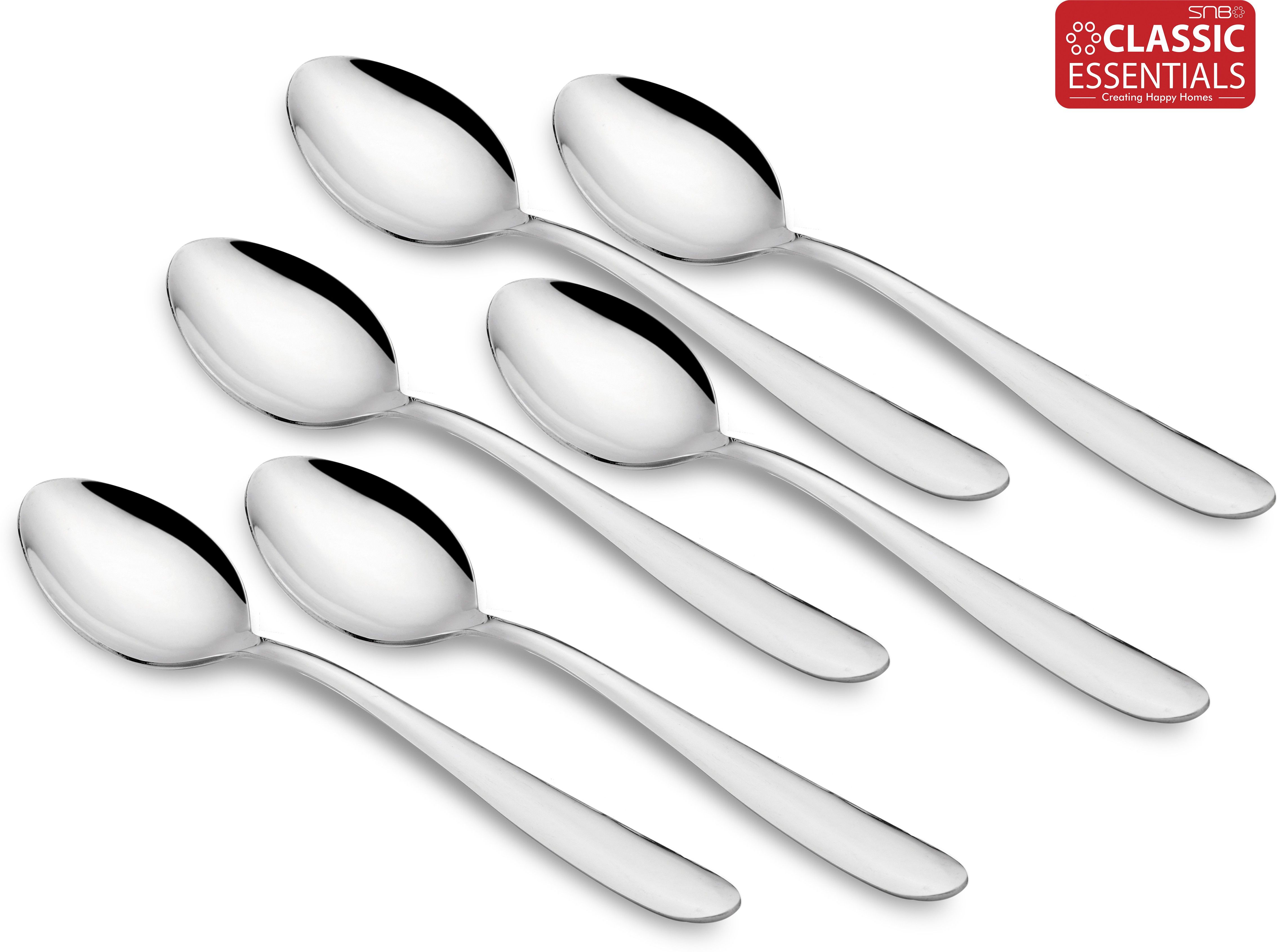 Classic Essentials - Sigma 6 Piece Stainless Steel Table Spoon Set, Silver Stainless Steel Cutlery Set