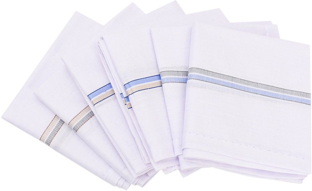 VISHAL_Co 100% Cotton Premium Collection Handkerchiefs Hanky For Men White Striped XXL King Size. ["White"] Handkerchief-image-40
