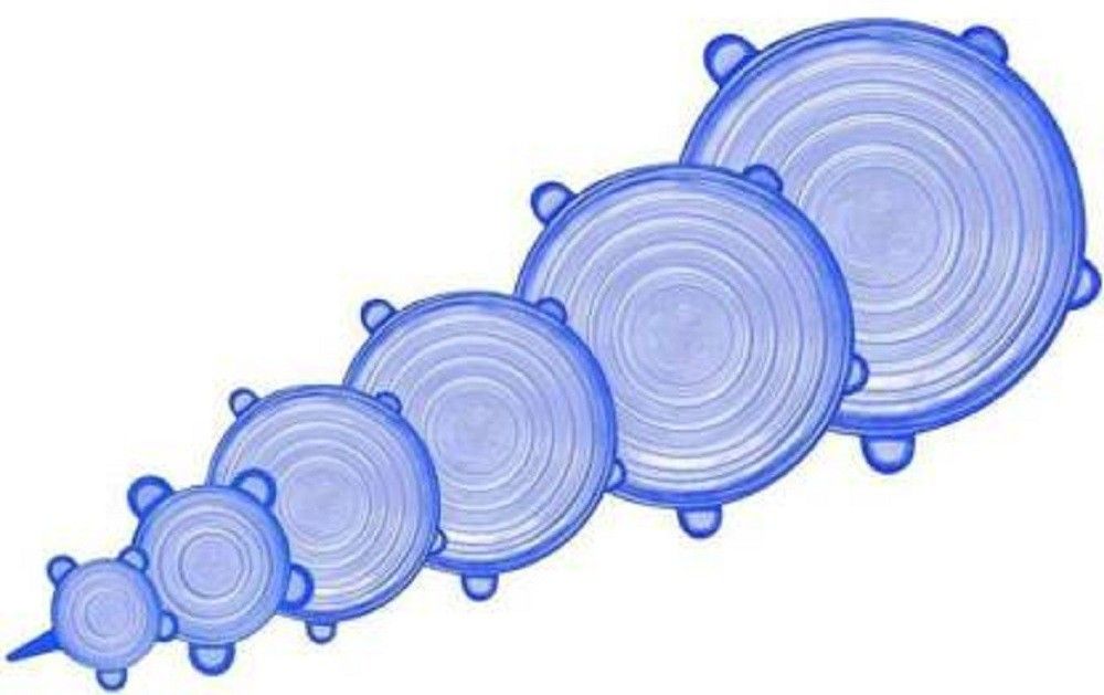 Silicone Stretch Lids and Covers Set, 2.6 inch, 3.8 inch, 4.5 inch, 5.7 inch, 6.5 inch, 8.3 inch Lid Set (Silicone) 8 inch Lid Set, Pack of 6
