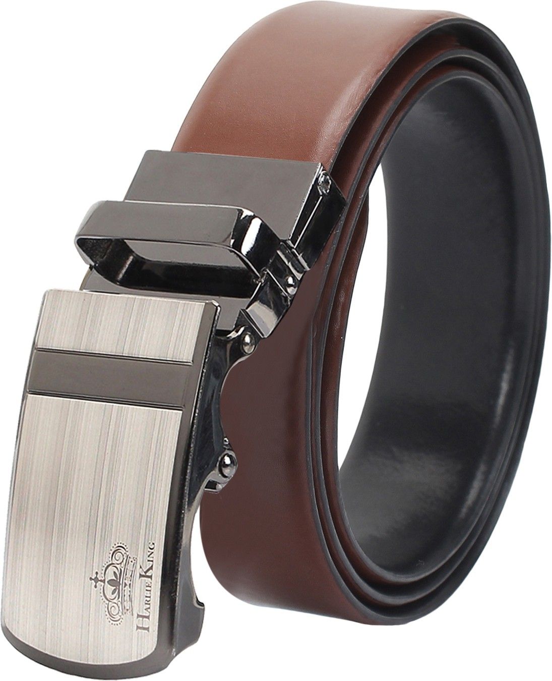 Men Formal, Party, Evening Brown Genuine Leather Reversible Belt-image-2