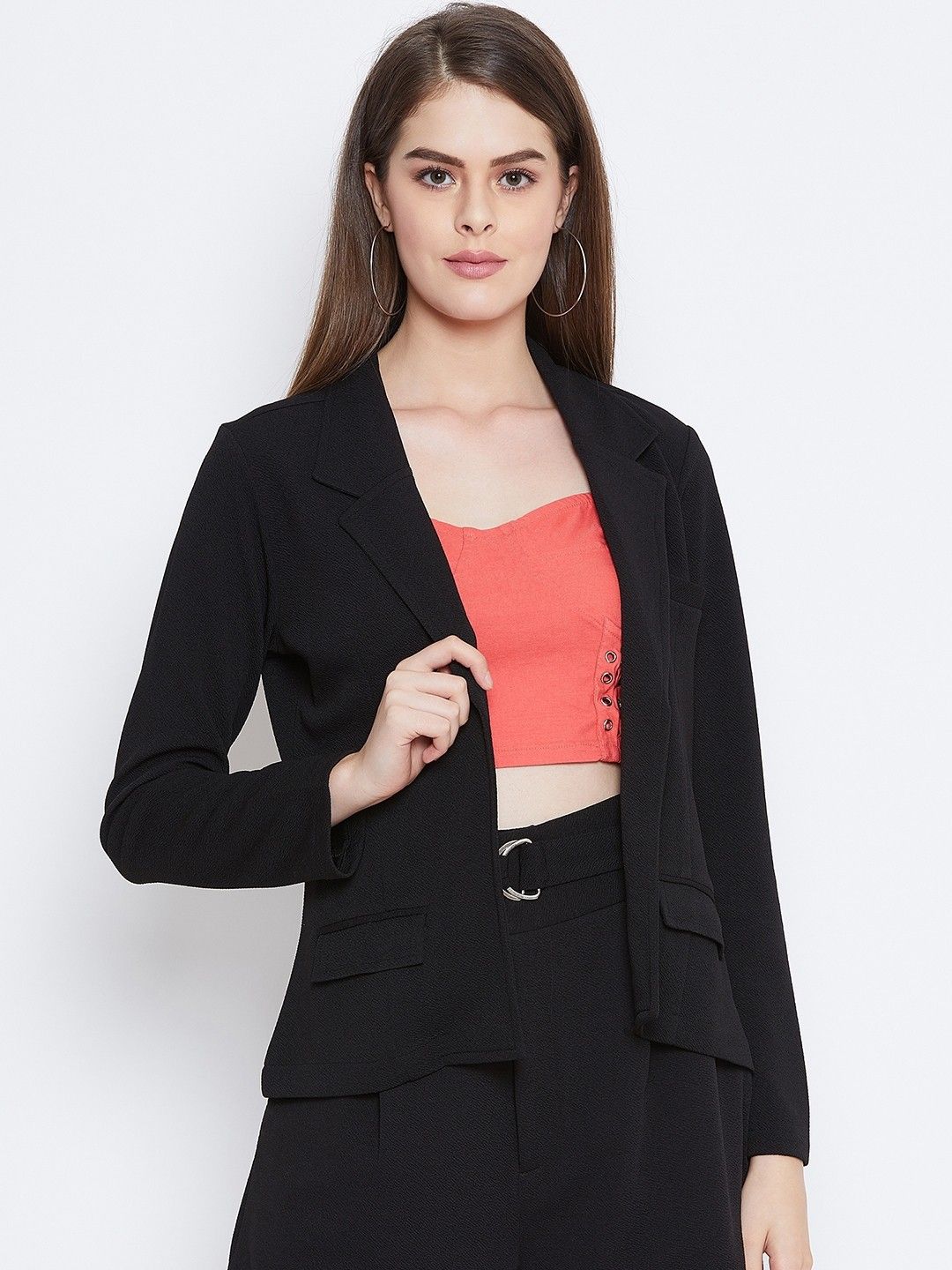 Polyster blend Solid Coat For Women-image-5