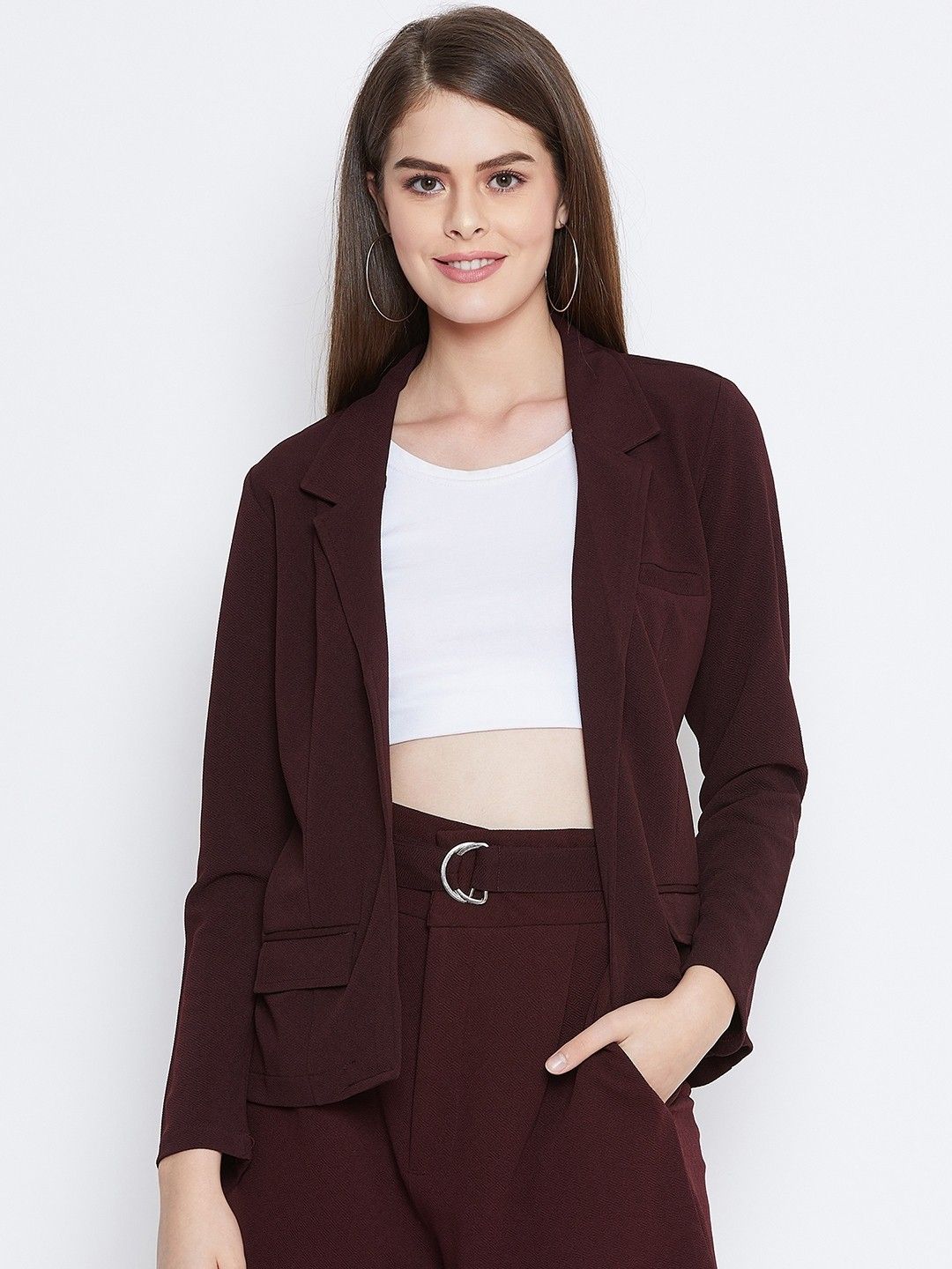 Polyster blend Solid Coat For Women-image-4