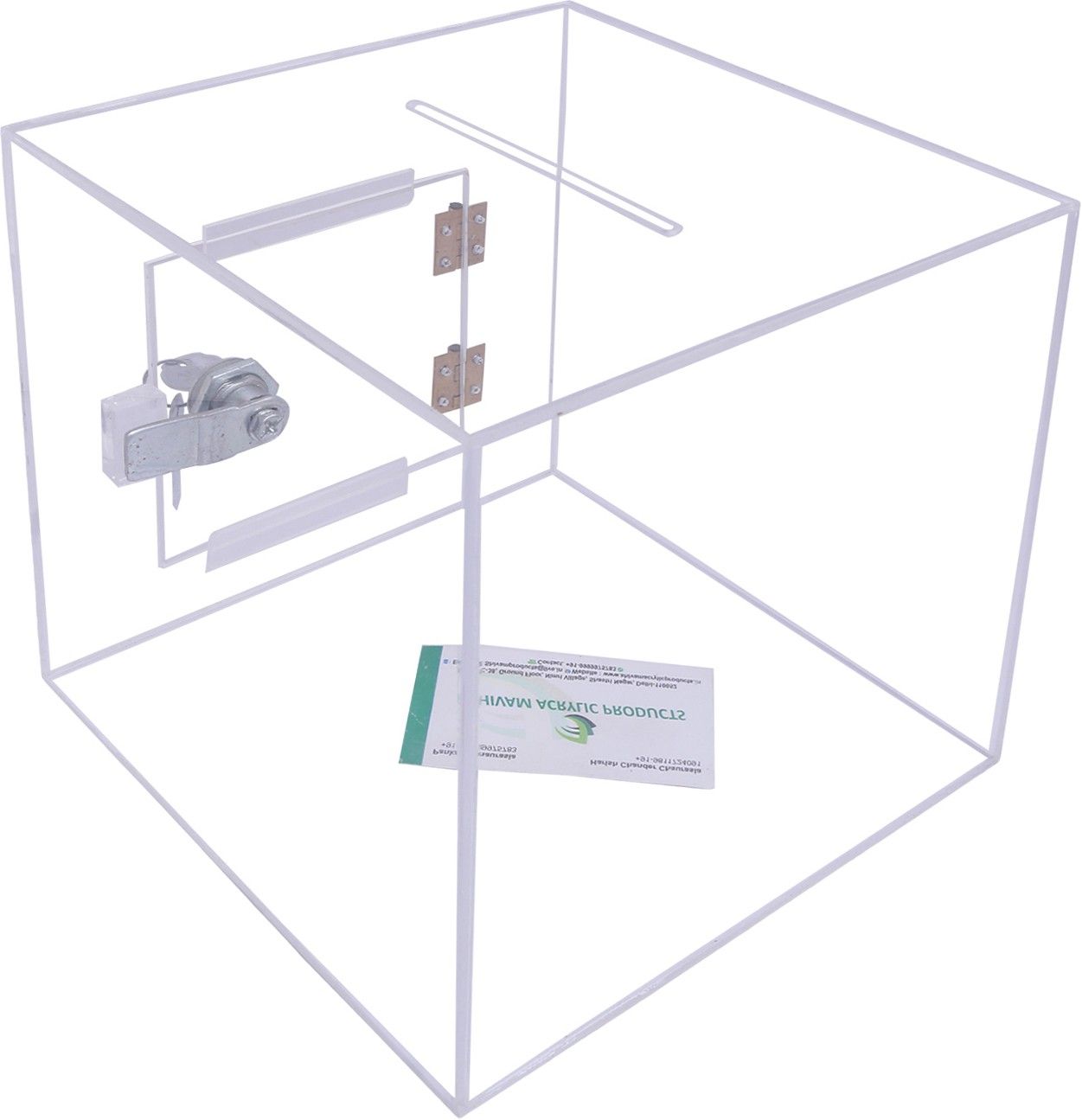 Transparent Acrylic Donation Box, Daan Patra, Drop Box, Ballot Box ( Small Size 6x6x6 Inches, Square Shape) Premium Quality With Lock Facility Coin Bank-image-3