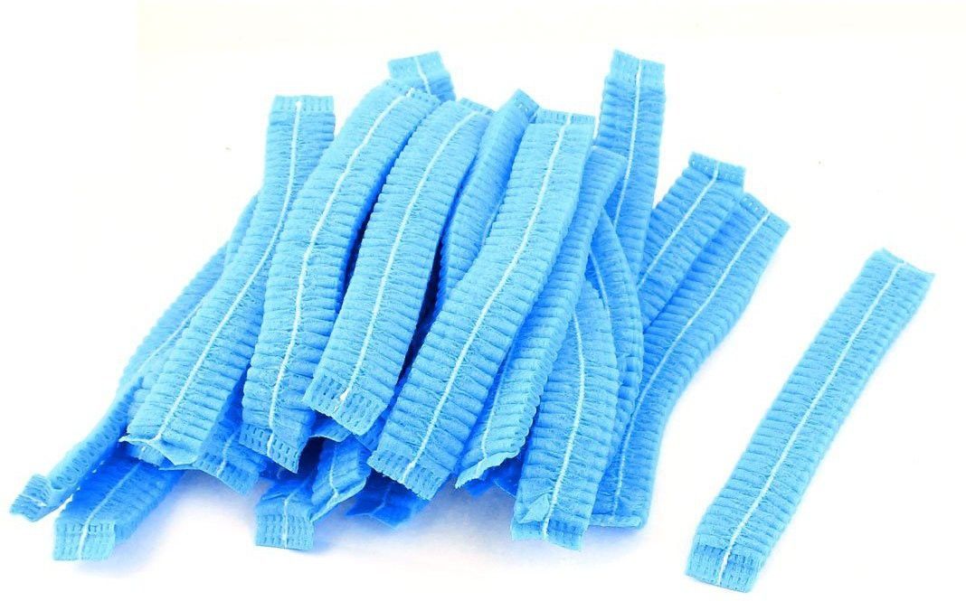 (Pack Of 50 Pcs) Premium Unisex Net Hair Covers Disposable (Blue Color) Stretchable Mob Cap, Bouffant Cap, Strip Cap, Non-woven Cap, Surgical & Cooking Cap For Food Hygiene Catering-image-5