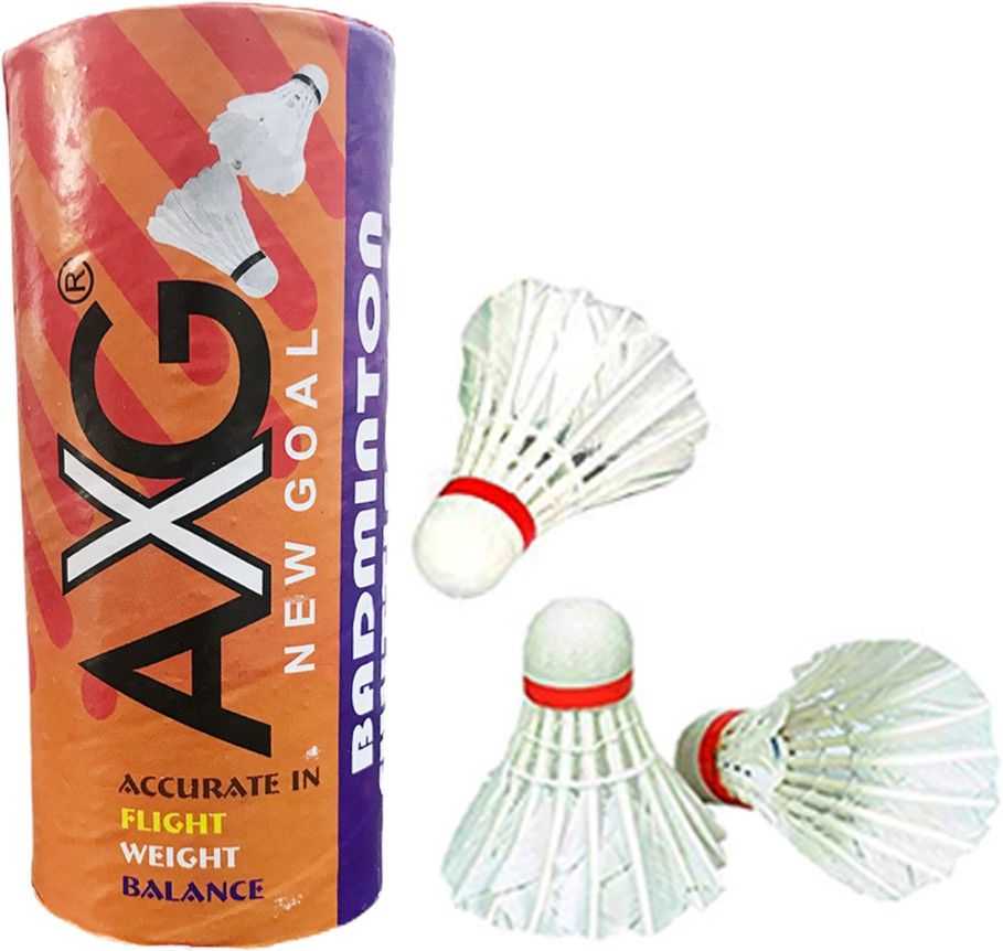 axg new goal Premium Quality (Pack Of 3) Feather Shuttle - White-picture-11