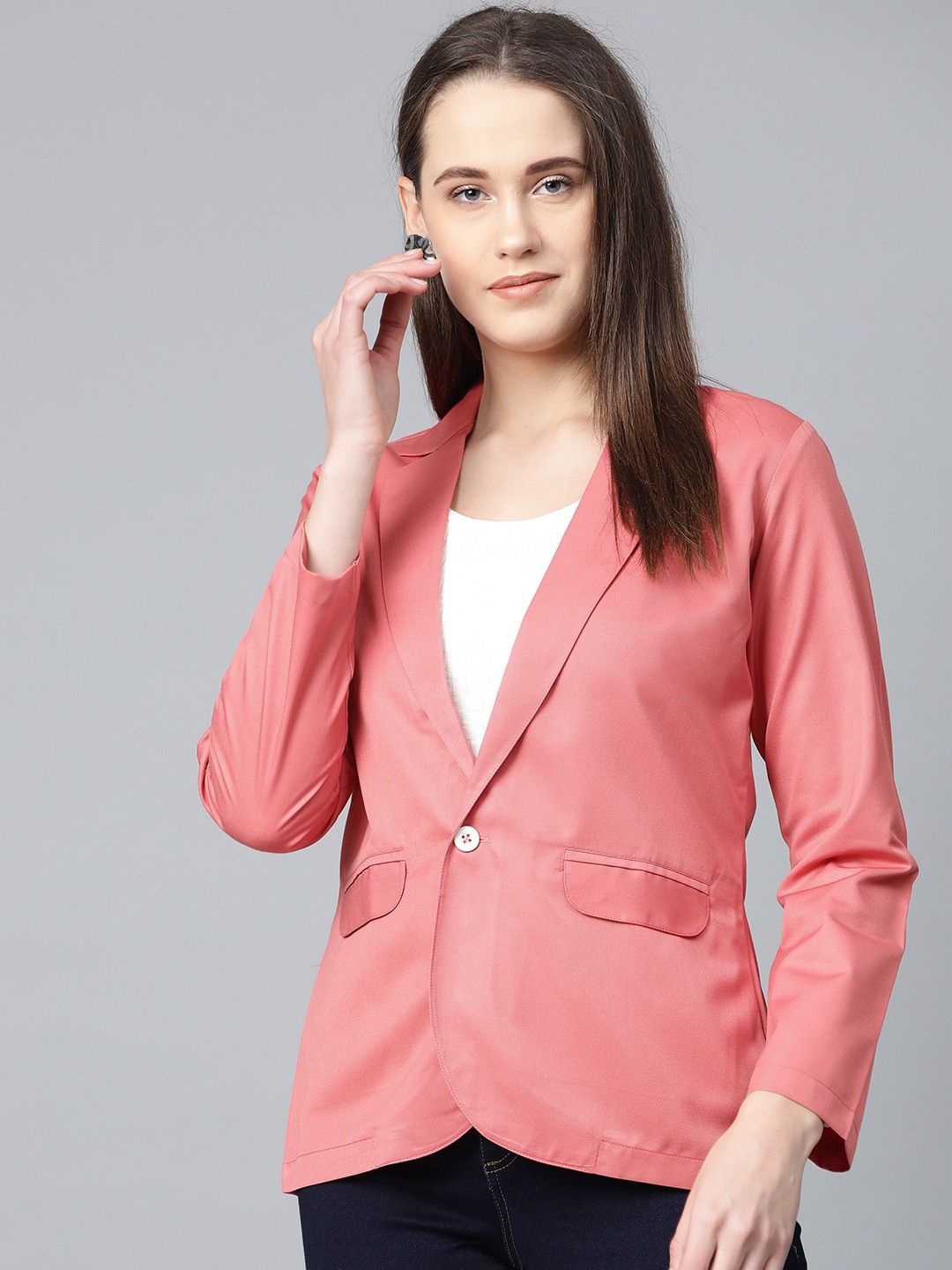 Women Solid Single Breasted Party Blazer
