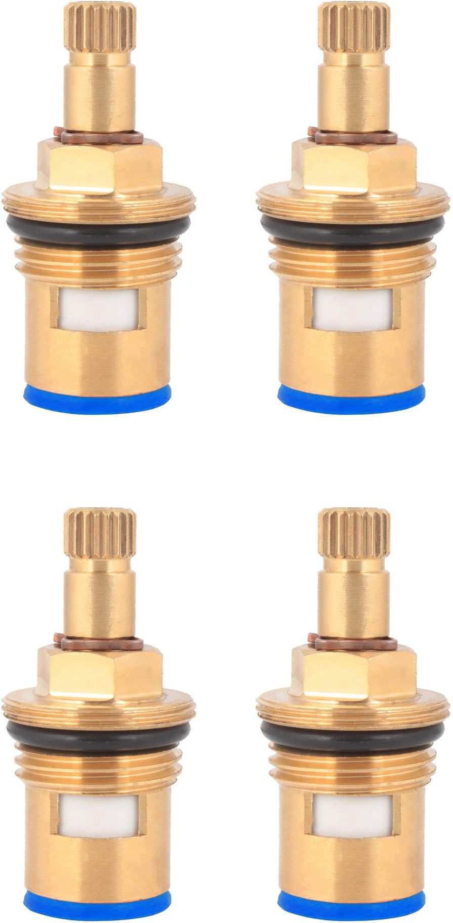 Brass Ceramic Disc Cartridge Quarter Turn 1/2 Inch for Hot and Cold Bathroom Kitchen Tap Faucet Valve - Pack Of 4 Piece Faucet Spindle-image-5