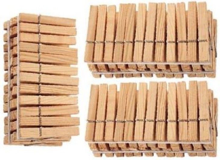 Premium Standard Size Wooden Paper Clip (Set of 60, Beige) Wooden Cloth Clips-image-42