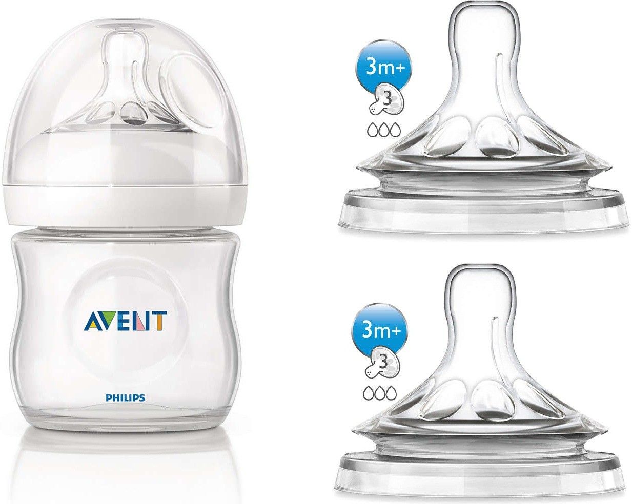 philips avent Natural baby bottle 125ml With 3 Holes Teats Medium Flow Nipple Combo Pack - 125 ml-picture-14