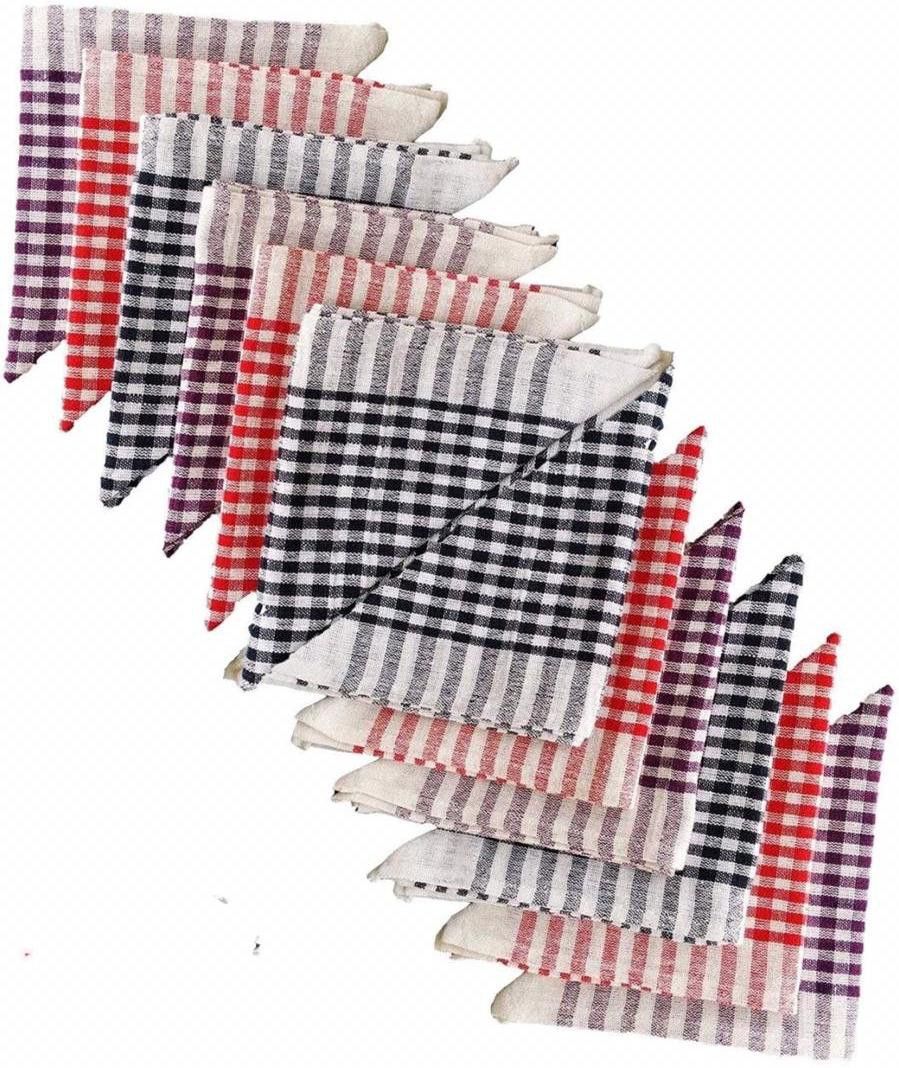 JIKOM Checkered Kitchen Use & Cleaning Cloth_002 Multicolor Cloth Napkins ["Multicolor"] Handkerchief