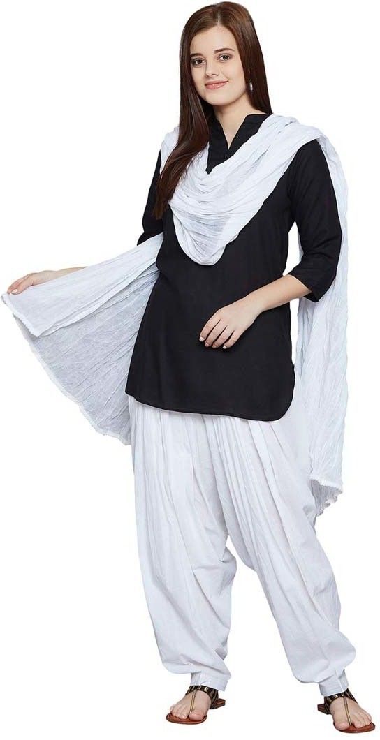 end fashion Pure Cotton Solid Women ["White"] Salwar-picture-17