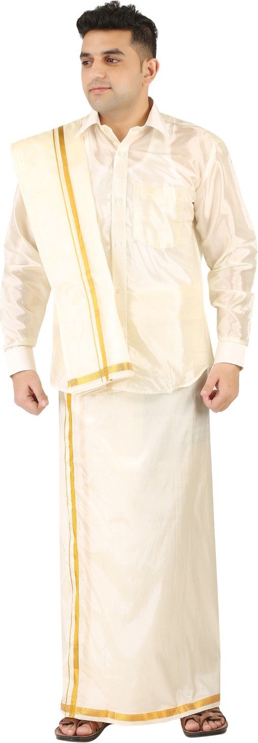 Men Polyester Shirt Dhoti Dupatta Set-image-19