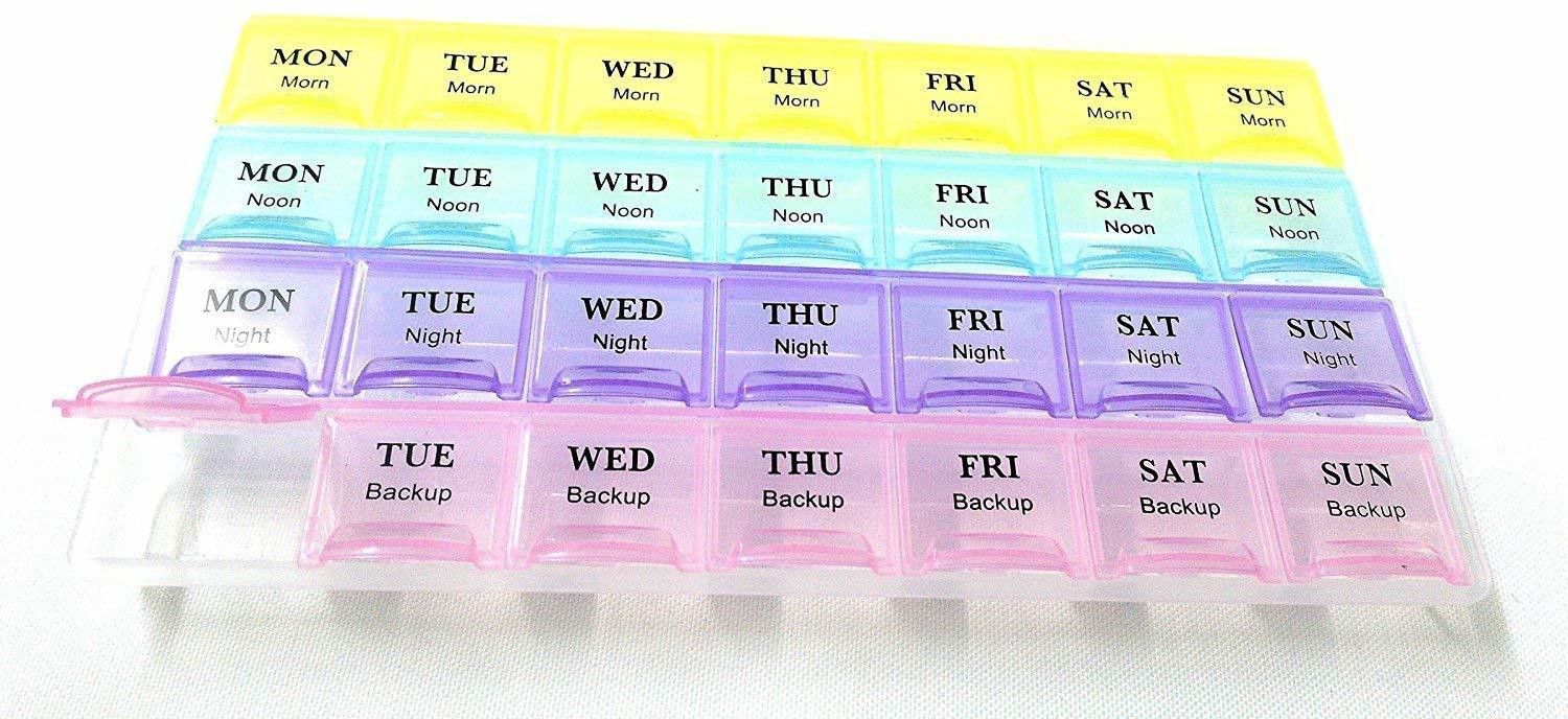 28 28 days Pill Box Reminder Storage Medicine Box Organizer AM/PM - Multicolor Pill Box