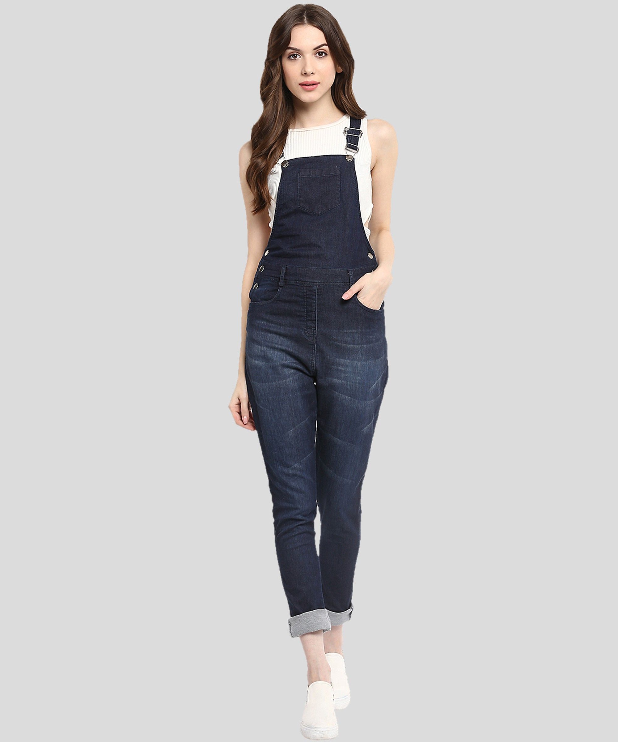 Women Dark Blue Dungaree-image-7