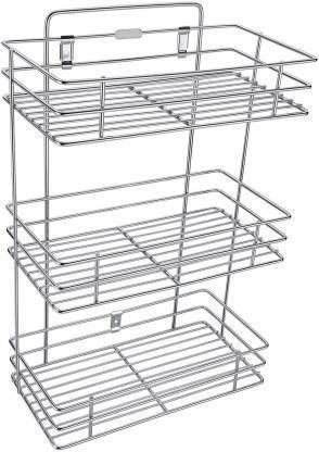 pihura Dish Drainer Kitchen Rack Multipurpose Storage Shelf,3 Layer Kitchen Rack,Dish Rack,Spice Rack,Bathroom Shelves and Racks, Wall Mounted Organiser for Home/ Spice Bottle Shelf Holder Platform Cabinet Kitchen Racks Dish Drainer Kitchen Rack (Steel) Steel-picture-25