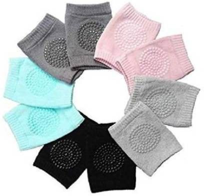 Set of 5 Baby Crawling Knee Pad Non-Slip Knee Pads Point Glue Non-Slip Crawling Socks Black, Grey, Dark Black, Pink, Sky Blue Baby Knee Pads (Plain) Multicolor Baby Knee Pads-image-5