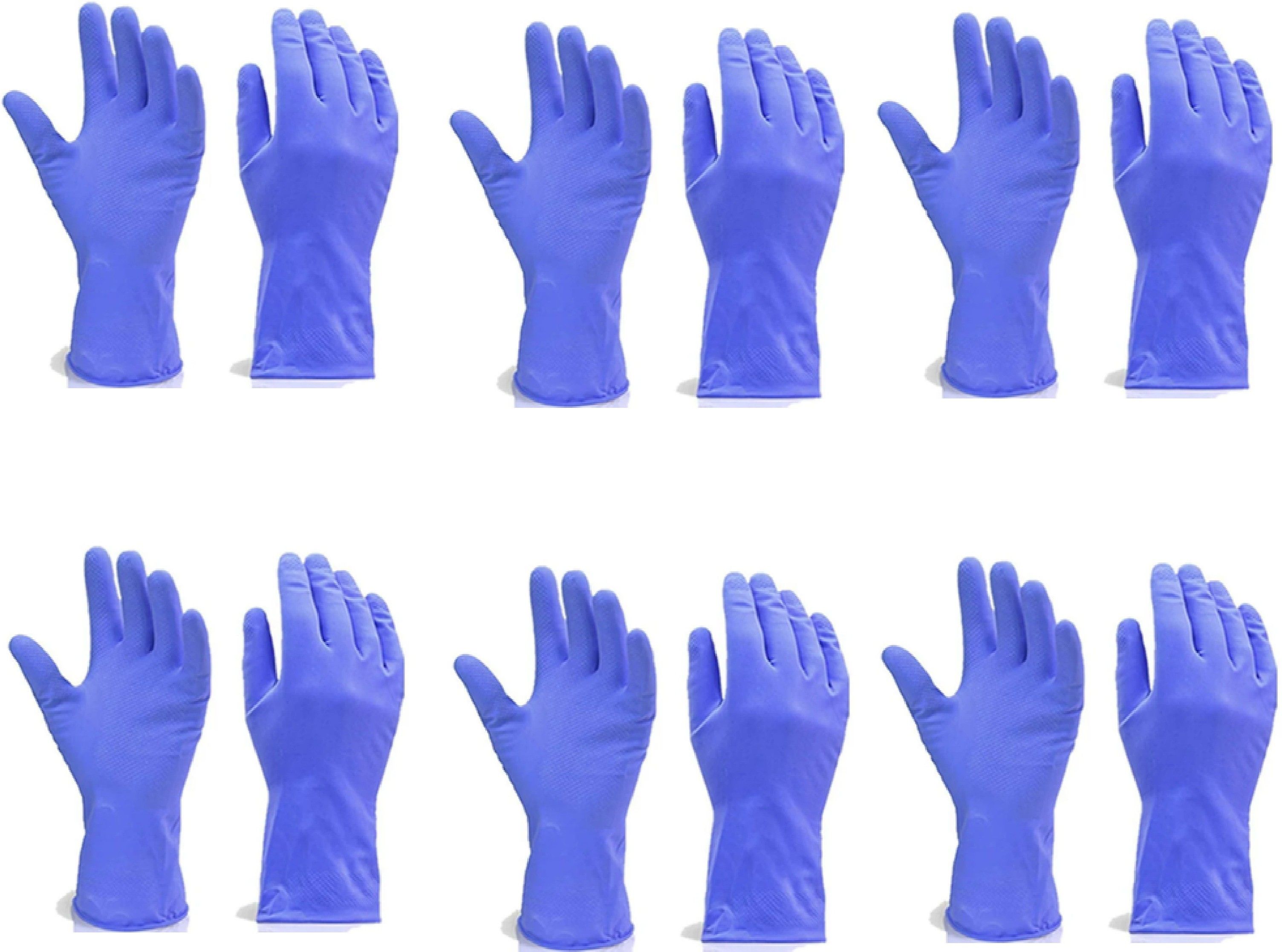 Flock line Reusable Rubber Hand Gloves (Blue) - 6pc Wet and Dry Glove Set-image-28