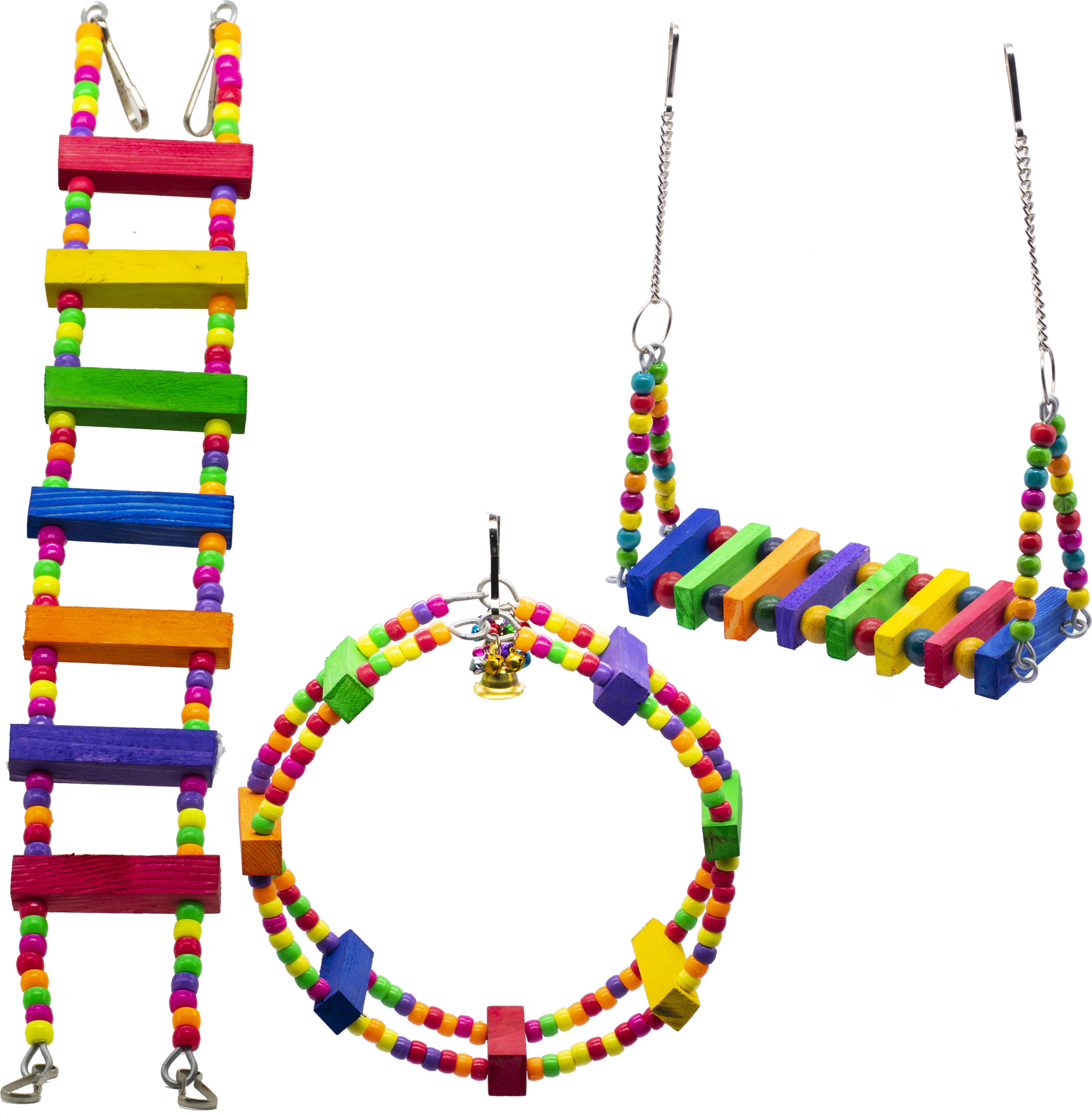 greenbirds TOYS Combo Of Colorful Wooden Ladder, Ferris Wheel & Swing Colorful Natural Wood Parrot Toys Cage Accessories Resting Toy Wooden Training Aid For Bird & Parrots Wooden Chew Toy, Training Aid, Perch For Bird Wooden Chew Toy, Training Aid, Perch For Bird-picture-47