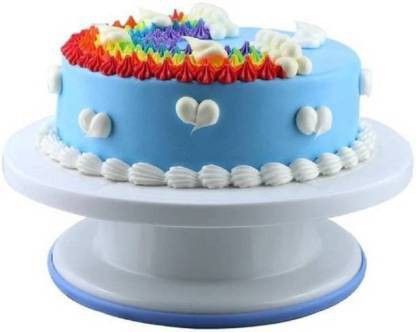 NEW CAKE STAND TABLE with Cake Decorating Revolving Turntable and White Round Rotating Revolving Cake Sugarcraft Turntable Decorating Stand Platform cake table Cake Pie Server (Multicolor) Plastic Cake Server