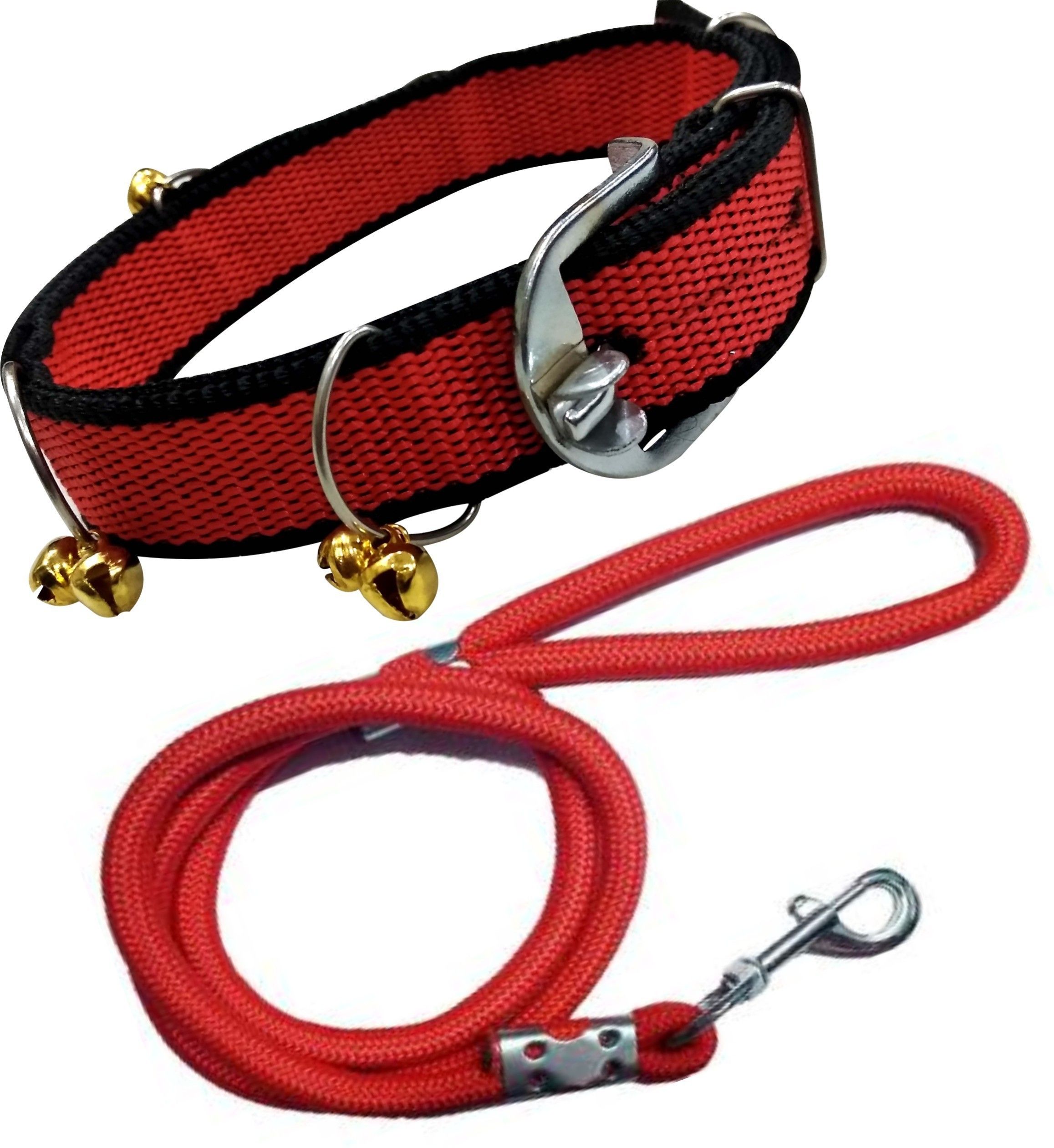 Nylon Belt Combo of Ghungroo with Lead 1.5m Lengthy Dog Collar & Leash