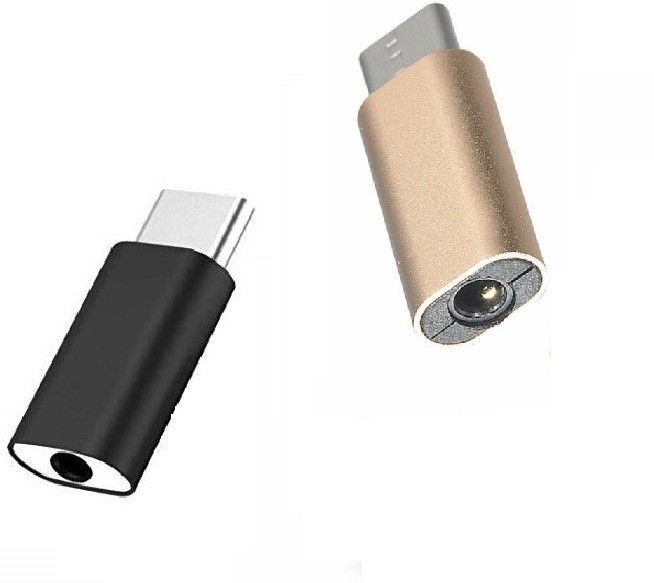 FUZION Multicolor SET OF 2 TYPE C TO 3.5MM EARPHONE JACK AUDIO ADAPTER Phone Converter