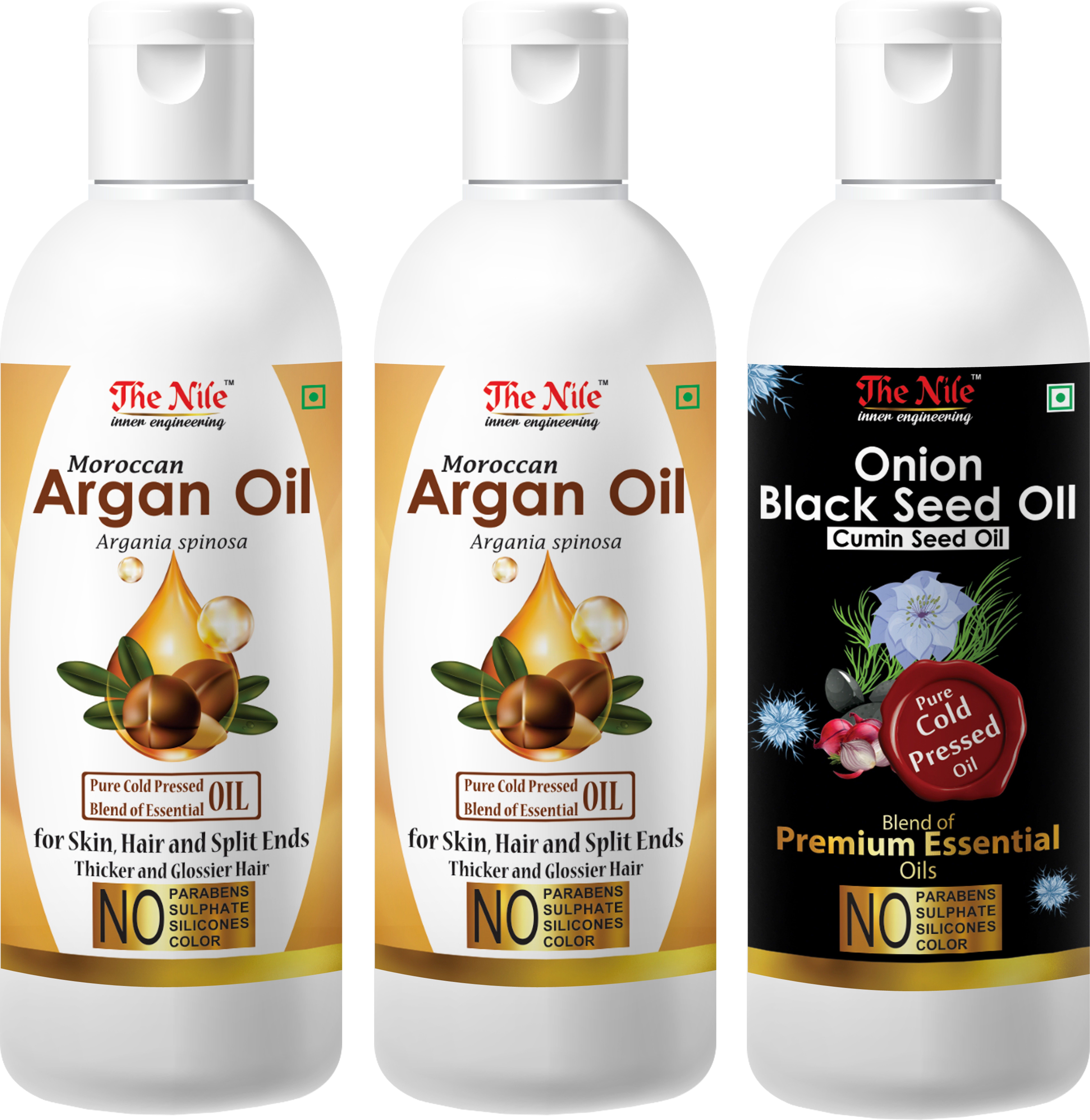 Moroccan Argan Hair Oil Pure Cold Pressed Blend of Essential Oil for Skin, Hair and Split Ends Thicker and Glossier Hair 100 ML + Moroccan Argan Hair Oil Pure Cold Pressed Blend of Essential Oil for Skin, Hair and Split Ends Thicker and Glossier Hair 100 ML + Onion Black Seed Hair Oil Preventing Hair Loss & Promoting Hair Growth Oil 100 ML (Set of 3 Bottle) (300 ML) Hair Oil-image-17