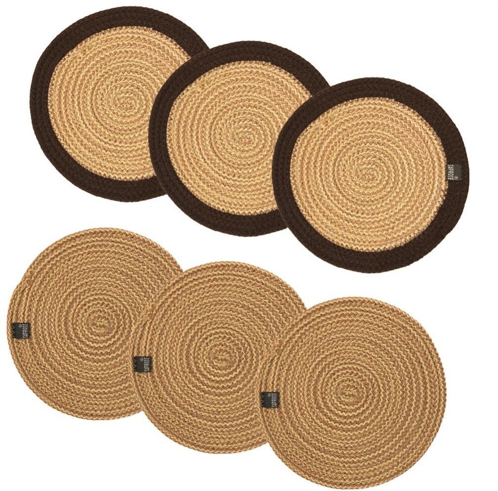 TRIVET (6PC SET) ROUND BROWN & BEIGE BRAIDED Trivet-image-17