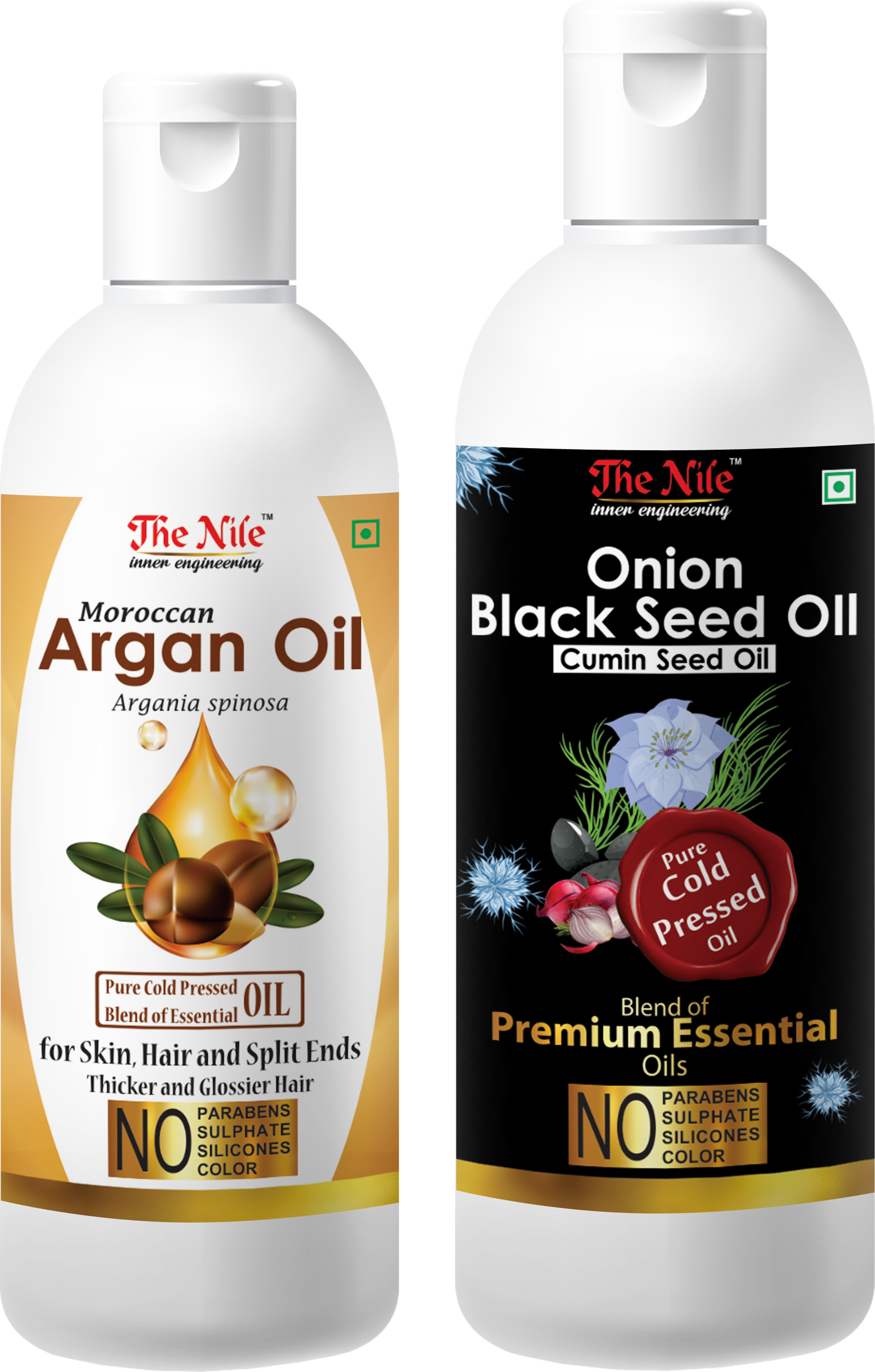 Moroccan Argan Hair Oil Pure Cold Pressed Blend of Essential Oil for Skin, Hair and Split Ends Thicker and Glossier Hair 100 ML + Onion Black Seed Hair Oil Preventing Hair Loss & Promoting Hair Growth Oil 200 ML (Combo Offer of 2 Bottle) (300 ML) Hair Oil-image-33