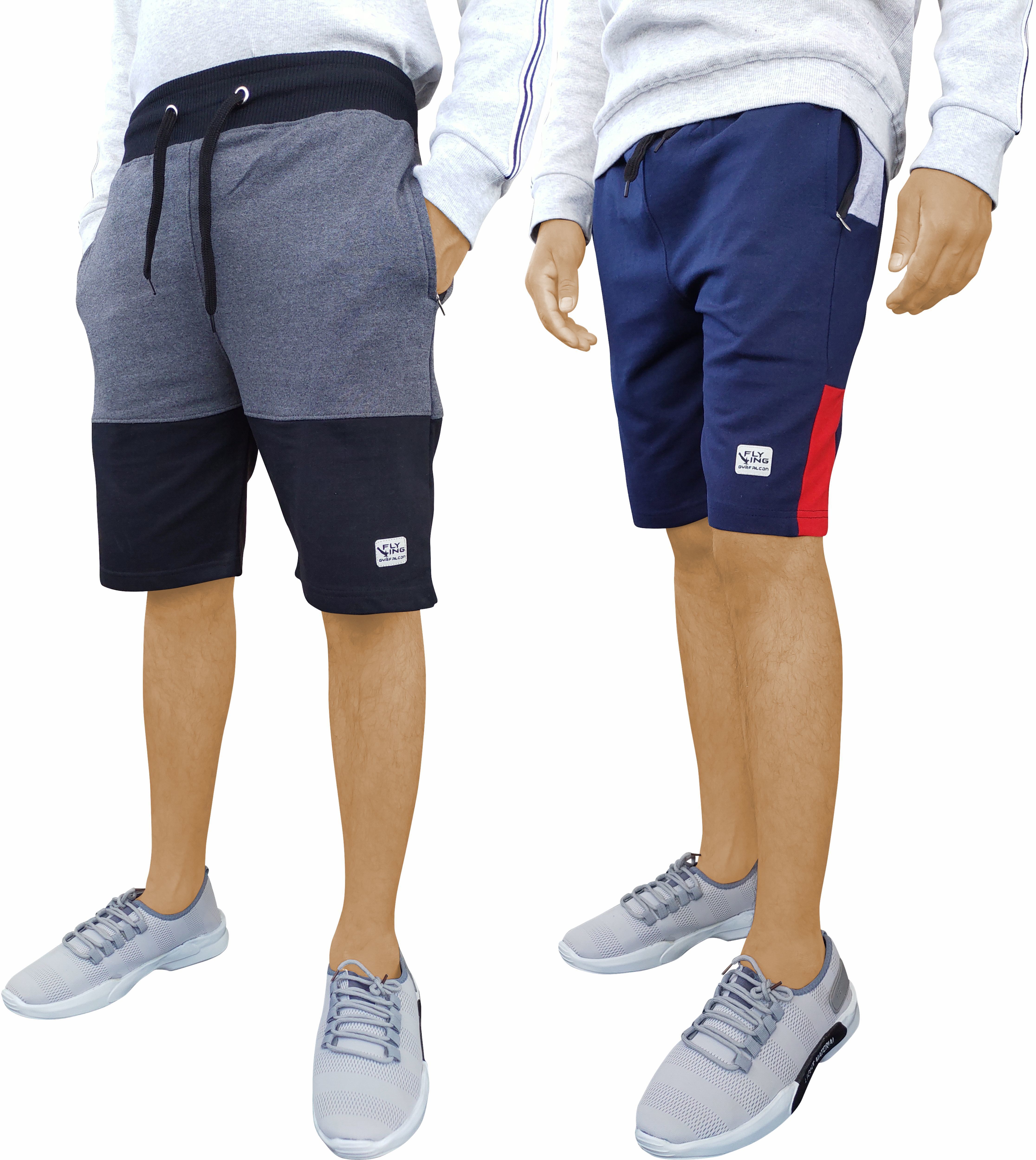 gyrfalcon Pack of 2 Self Design Men Dark Blue, Grey Regular Shorts-picture-15