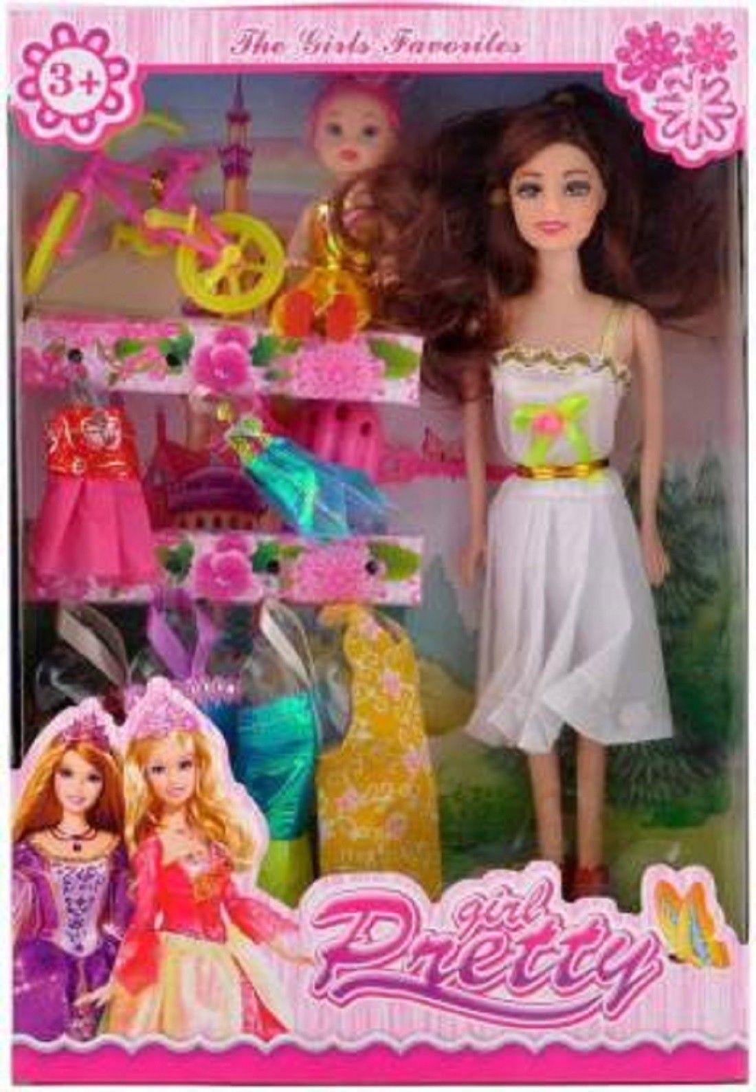 Kids Doll Set/Girls Style Wardrobe Doll Set comes with multiple accessories & Dresses-image-32