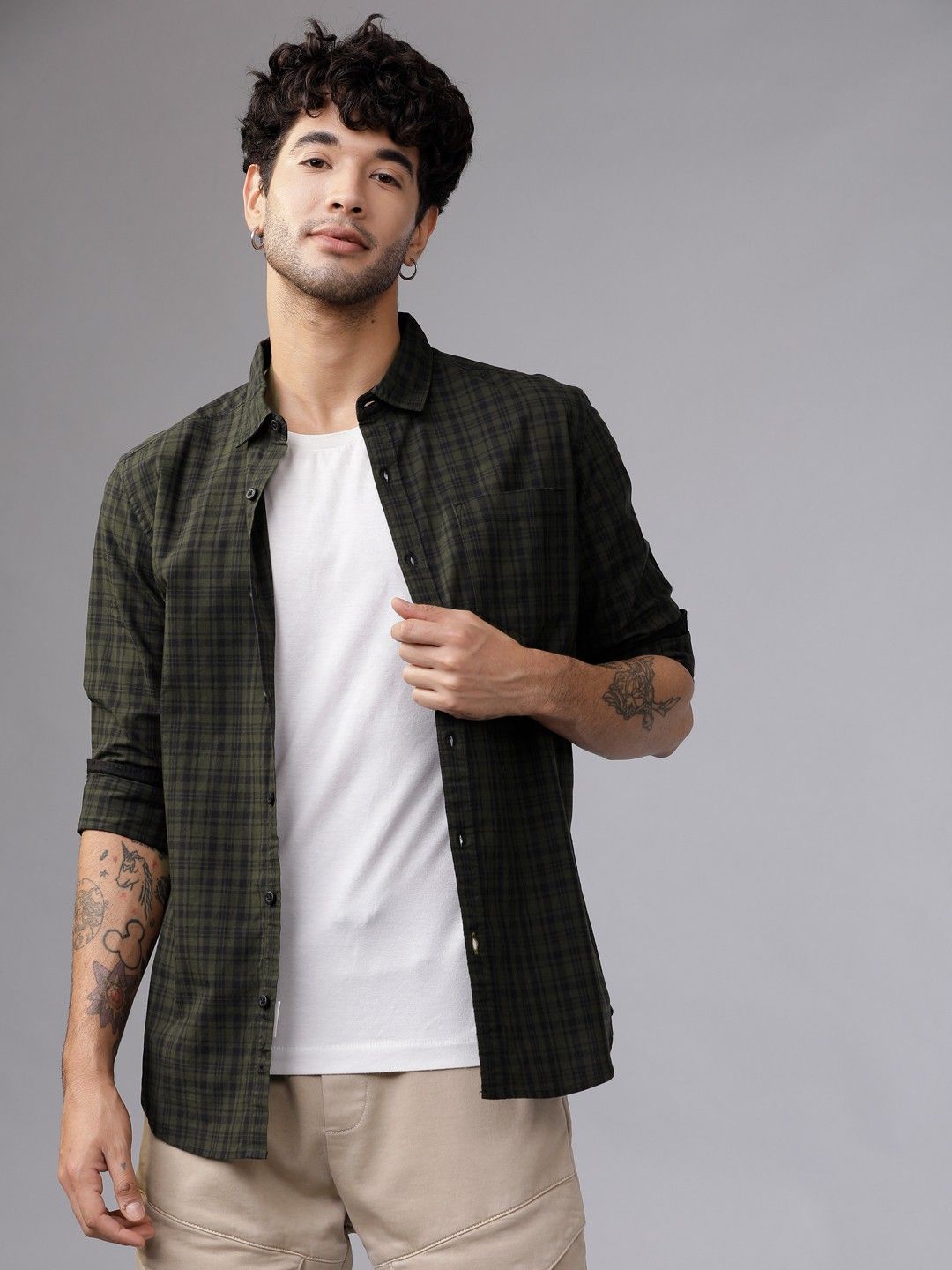 highlander Men Slim Fit Checkered Casual Shirt-picture-39