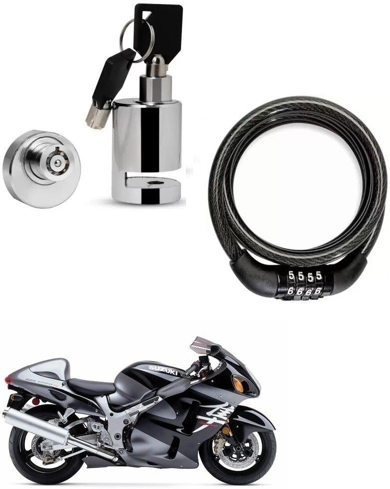 bikervalue Helmet Protection Bike Helmet Lock with Bike Disc Brake Lock with Keys for Suzuki GSX R1300 Hayabusa Combo-picture-13