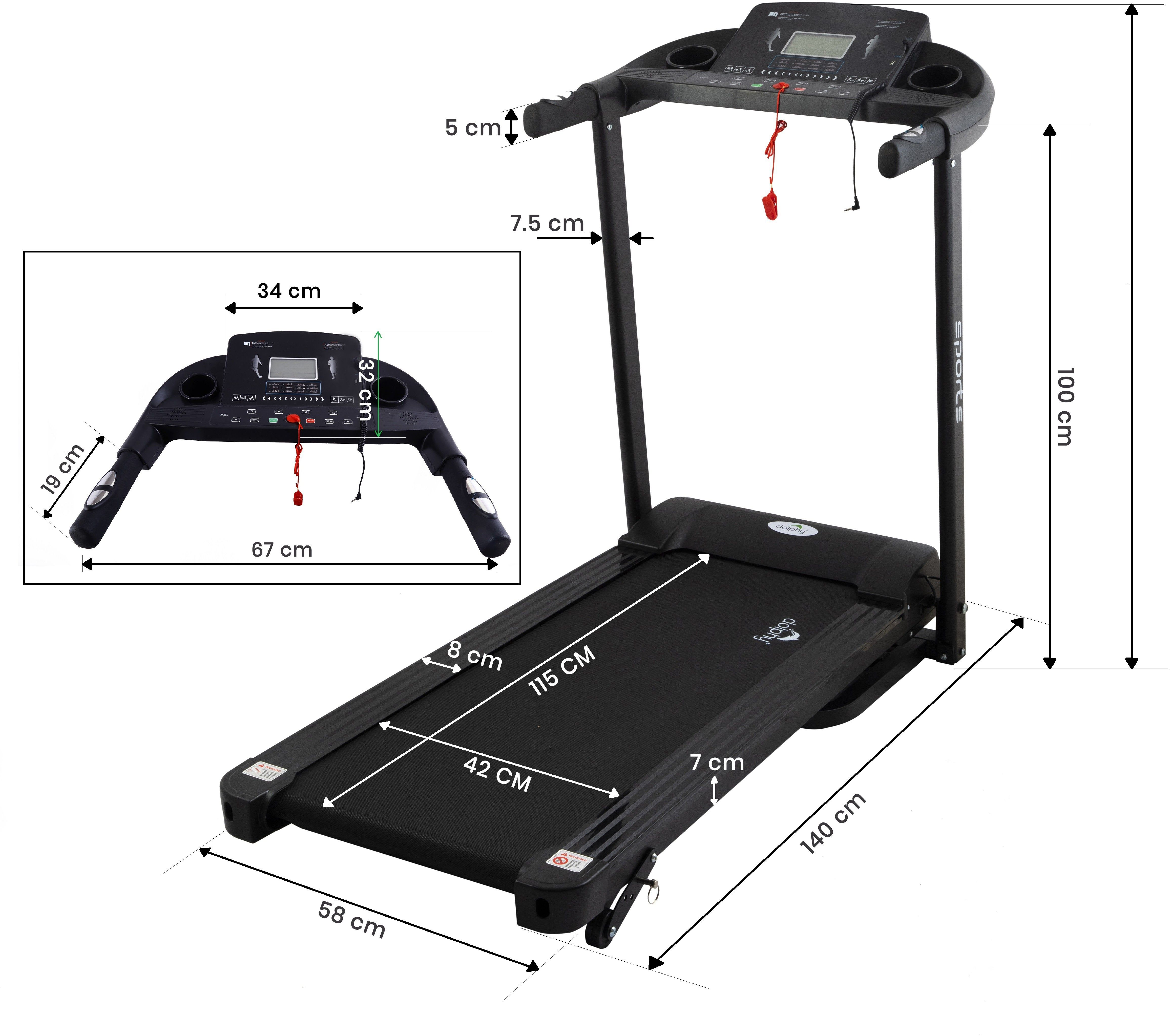 dolphy Folding Treadmill with Safe Handlebar, LCD Display and MP3 USB Port Electric (2.5HP) Motorized Running Machine Treadmill-picture-16