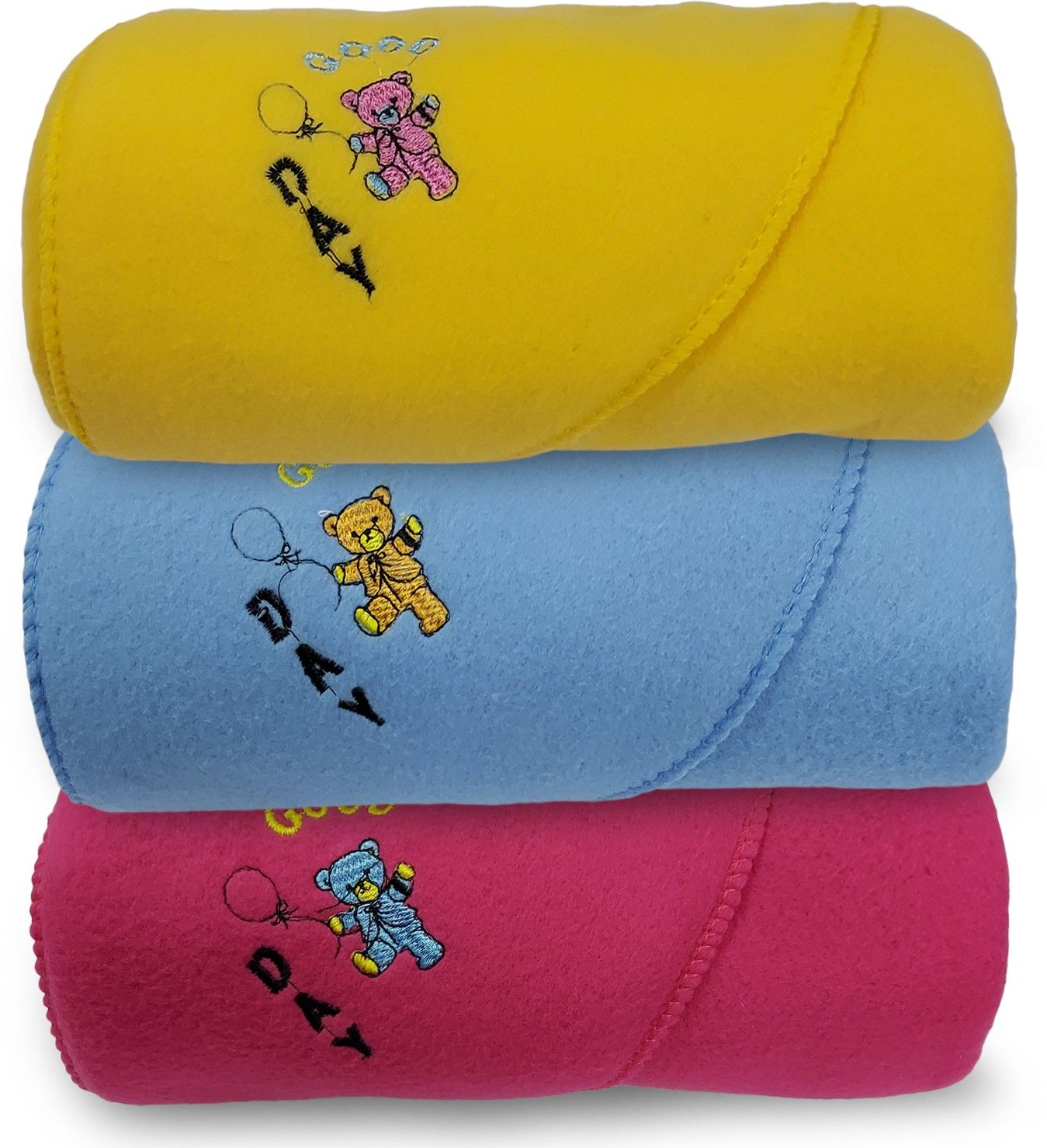 gargshope Set of 3 Baby Blanket (Yellow,Blue,Pink) Hooded New Born-picture-16
