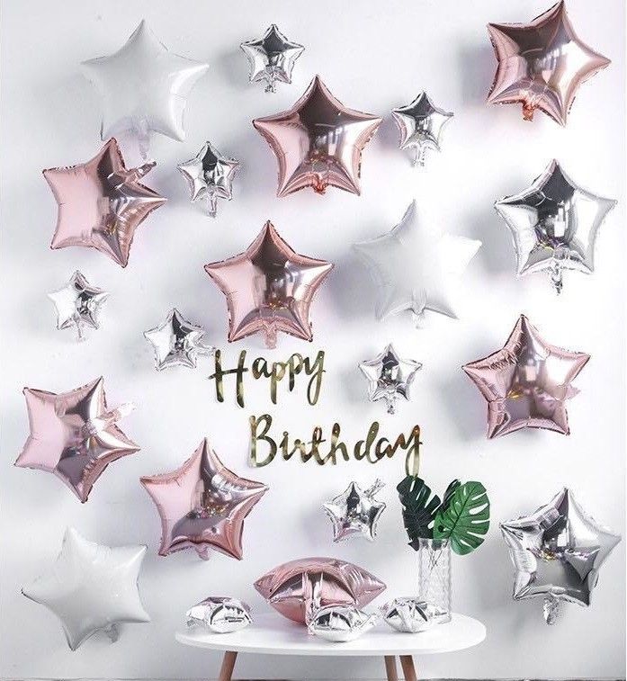 Solid Happy Birthday Golden with Rose Gold & Silver Star Foil Balloons (PACK OF 25) Balloon-image-48