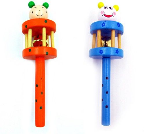 Colorful Wooden Rainbow baby Handle Jingle Bell Rattle Toys Pack of 2 (2 Cage Rattle) Rattle-image-43