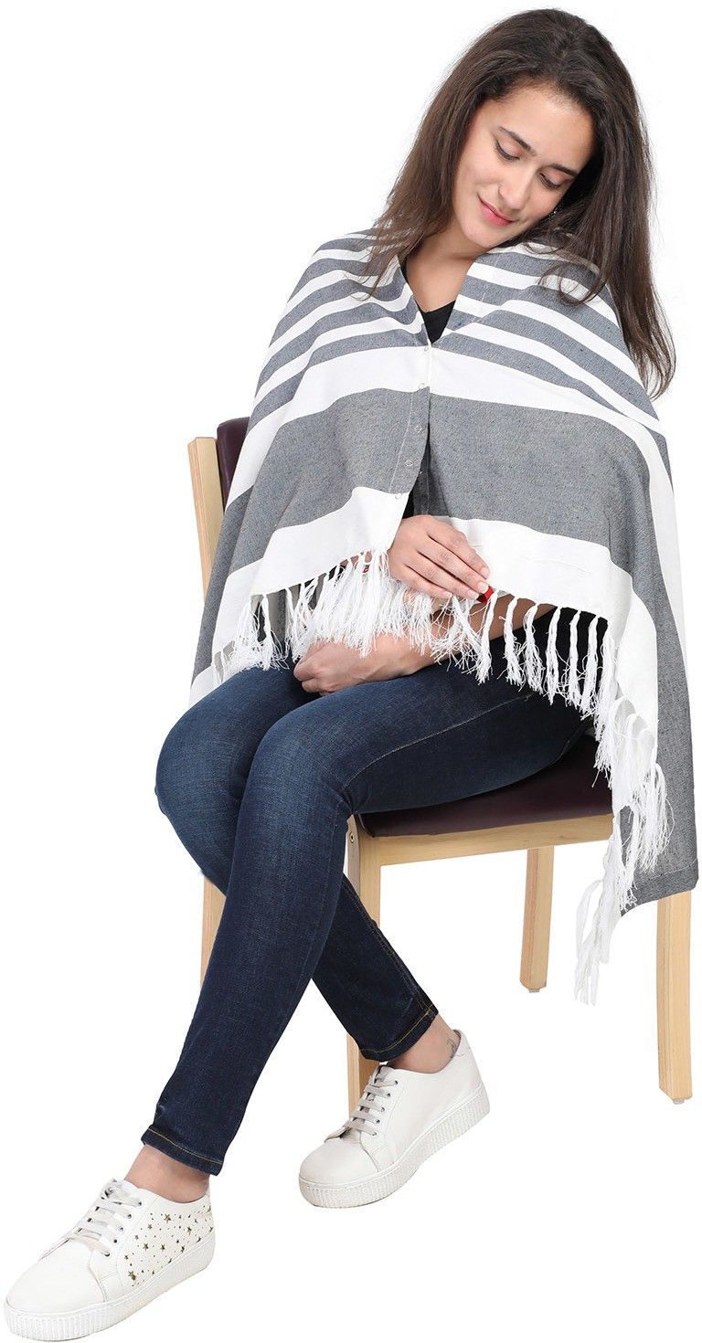 lula mom Breast Feeding Shawl, Nursing Cloak, Innovative Shape-Changing Poncho- Stripes (Navy) Feeding Cloak-picture-36