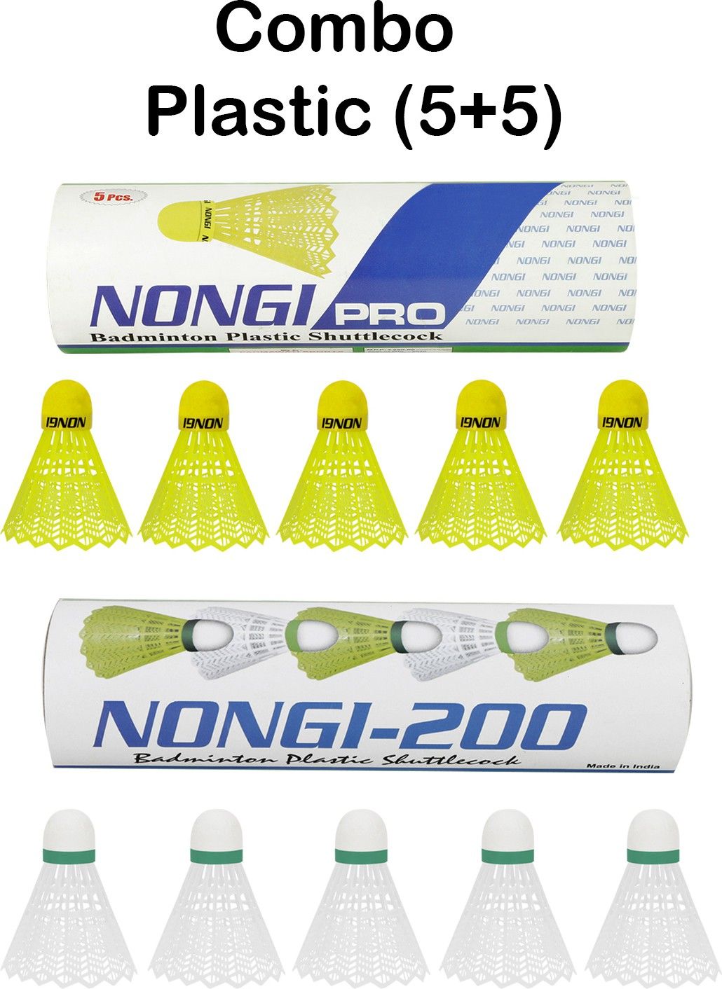 nongi PRO combo Plastic Shuttle - White, Yellow-picture-6