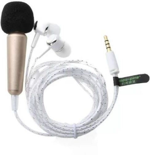 roar LYZ_477Y_Karoke Singing Microphone Metal Sing Mic for Phone, for Computer, for PC Audio Cable with Stereo Earphone Compatible with all smart & IOS devices Microphone image 1