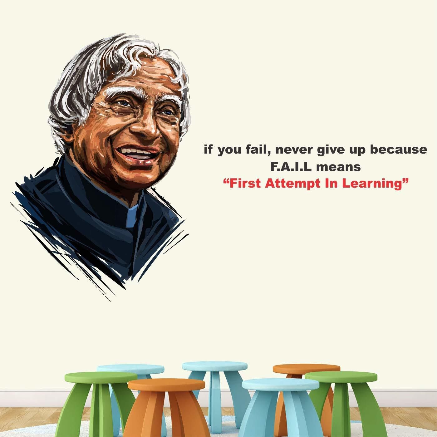 55 cm Apj-Abdul-Kalam-Fail-First Attempt in Learning-Office-Inspirational-Motivational-Quotes-Wall Sticker(PVC Vinyl - 100cm X 65 cm) Self Adhesive Sticker-image-30