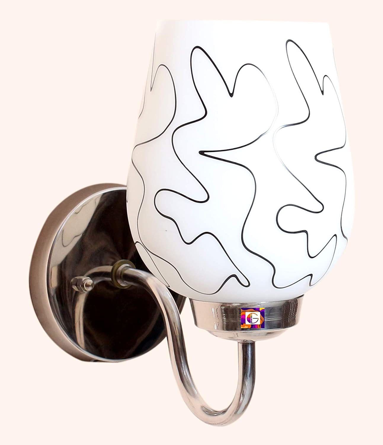 Steel With Glass Wall Light Set ( Pack Of 1) 04 Wall Lights Lamp Shade