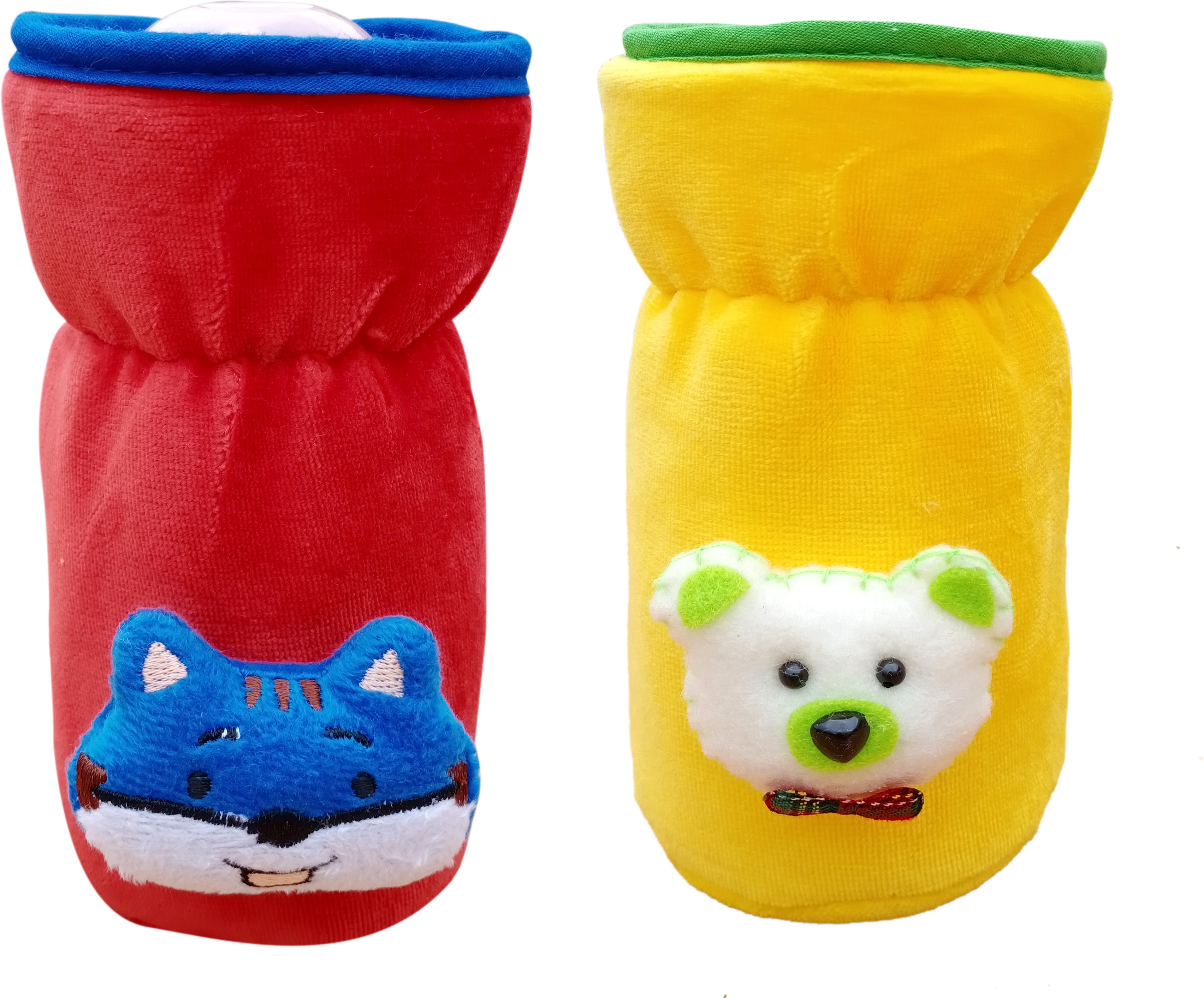 the little lookers Bottle Cover for Feeders Soft Plush Stretchable Baby Feeding Bottle Cover with Easy to Hold Strap | Suitable for 120ml, 140ml & 240ml (Pack of 2) image 1
