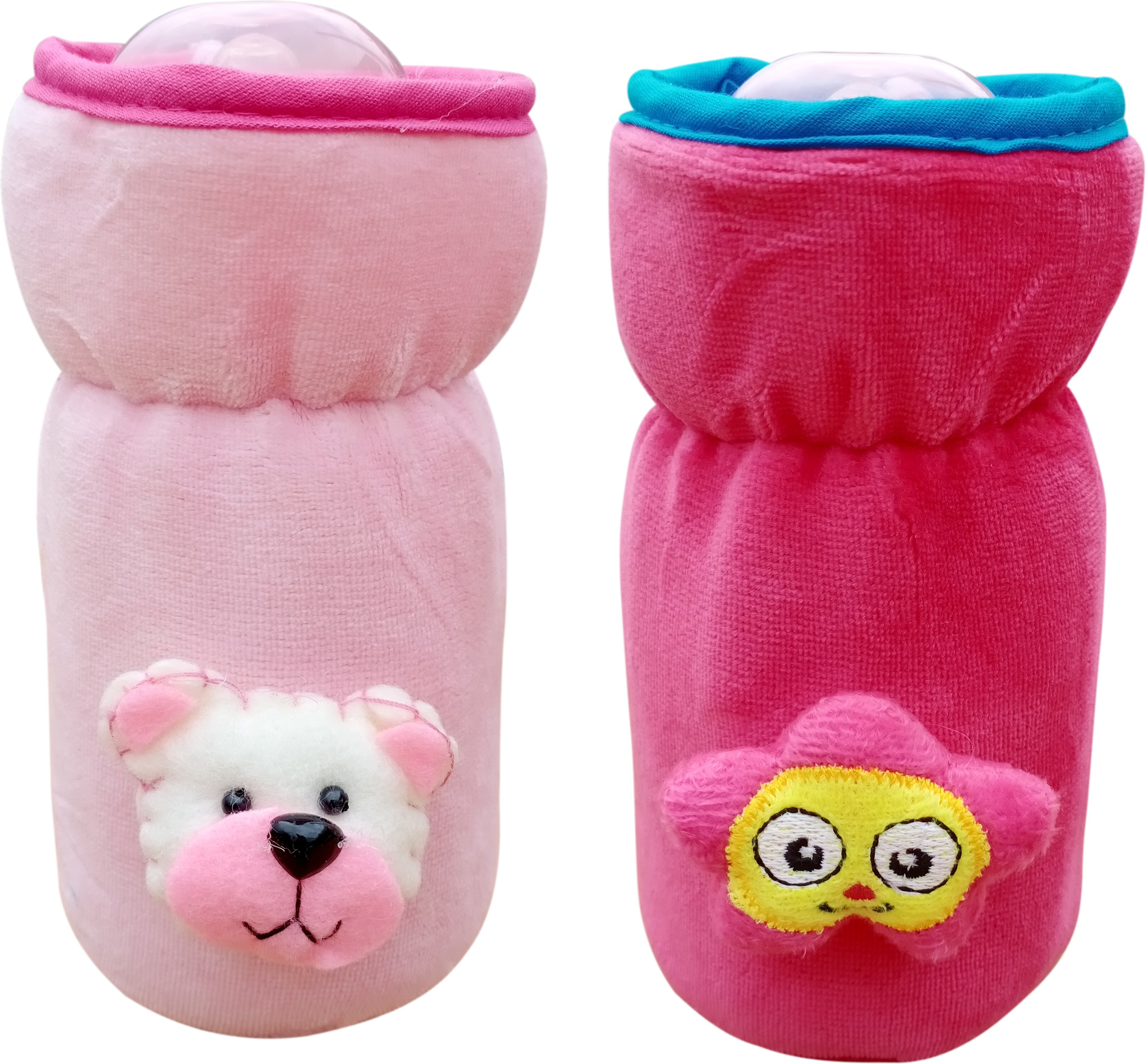 the little lookers Bottle Cover for Feeders Soft Plush Stretchable Baby Feeding Bottle Cover with Easy to Hold Strap | Suitable for 120ml, 140ml & 240ml (Pack of 2) image 1